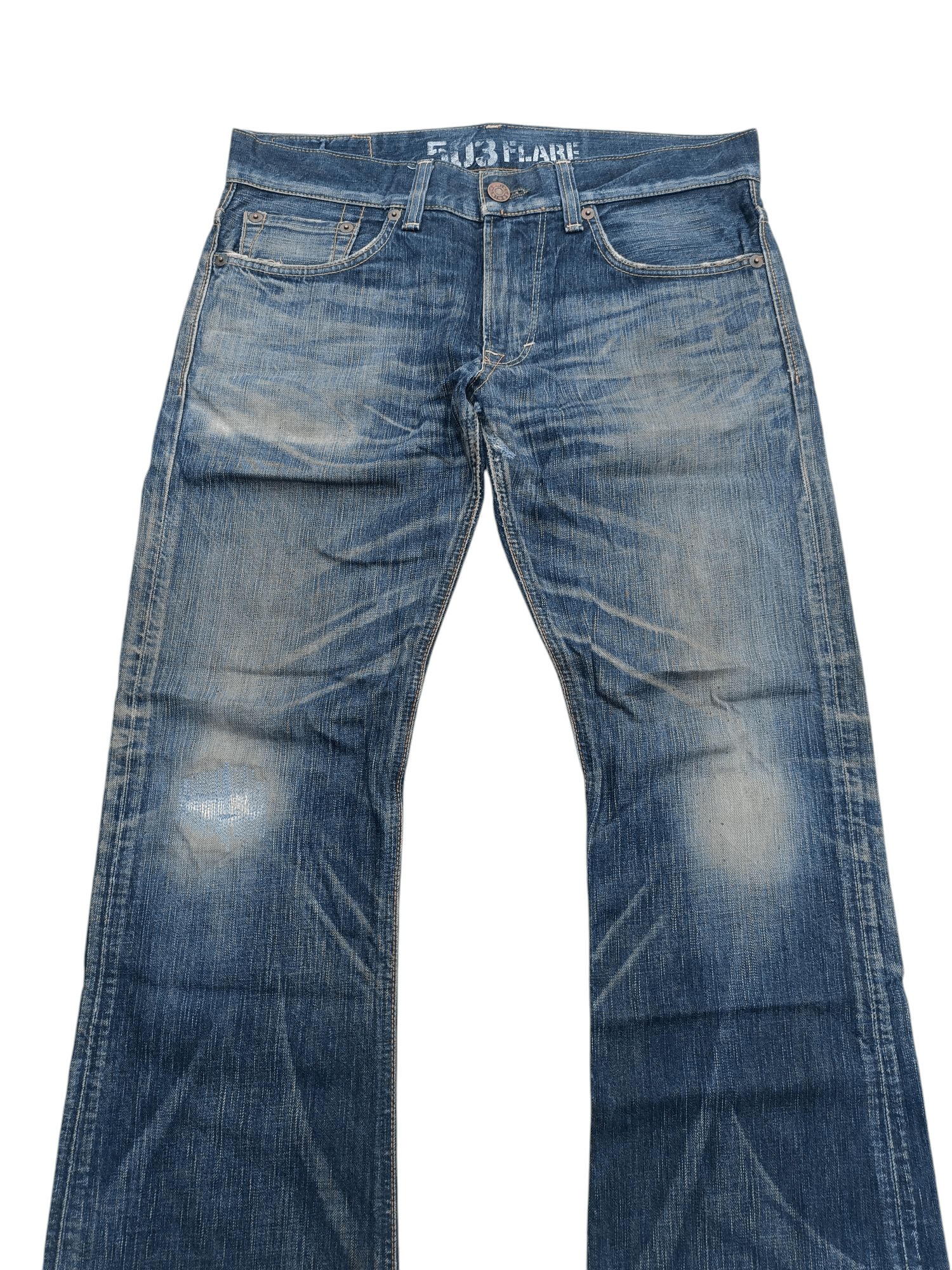 Edwin × Japanese Brand Edwin 503 Flare Jeans Distressed Jeans E248 Size US 35 - 5 Thumbnail