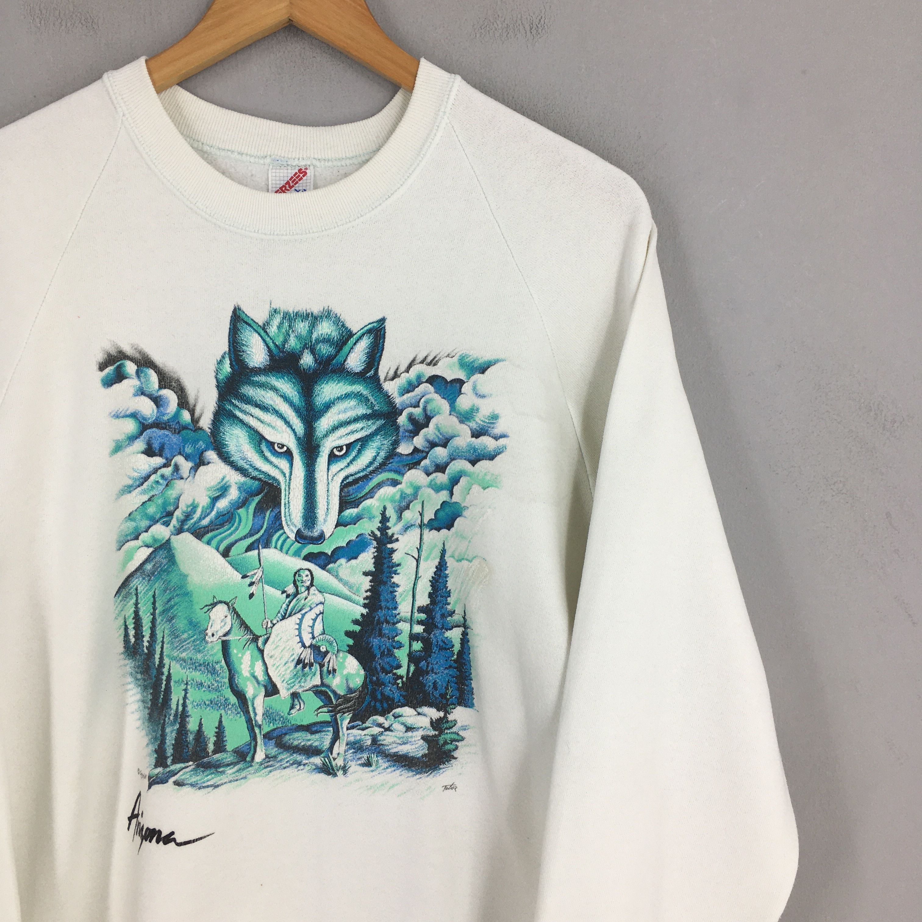 LONE WOLF × Vintage Vintage 90s North American Arizona Wolf Sweatshirt Large Size US L / EU 52-54 / 3 - 2 Thumbnail