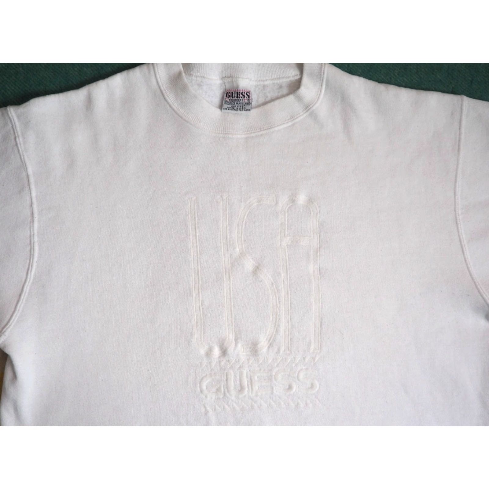 Guess VTG 80s 90s GUESS Sweatshirt Pullover White Unisex M Logo Crew Neck Fleece Cotton Long Sleeve USA Made Size US M / EU 48-50 / 2 - 3 Thumbnail