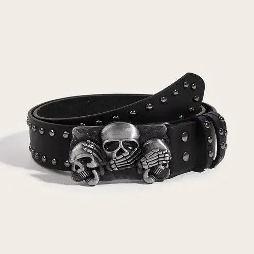 Japanese Brand Akimoto x Kyoko Skull Rivet Belts Size ONE SIZE - 1 Thumbnail