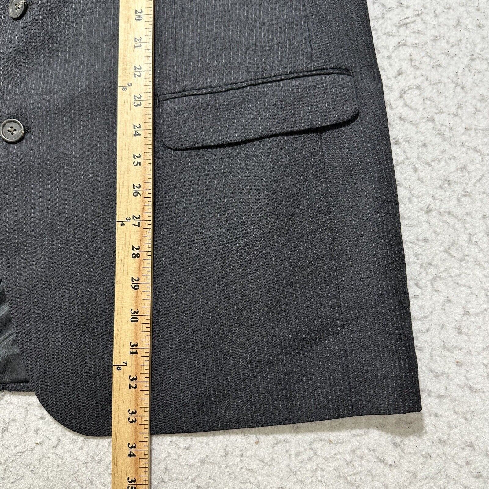 Chaps Chaps Wool Blend Suit Jacket Dark Gray Striped Coat 48L Size 48L - 11 Thumbnail