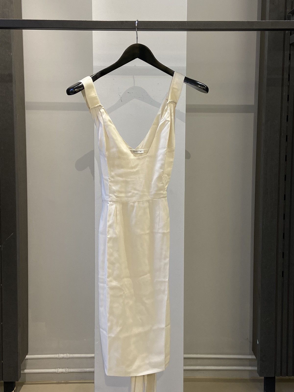 image of Prada Silk Wrap Around Dress in White, Women's (Size Medium)
