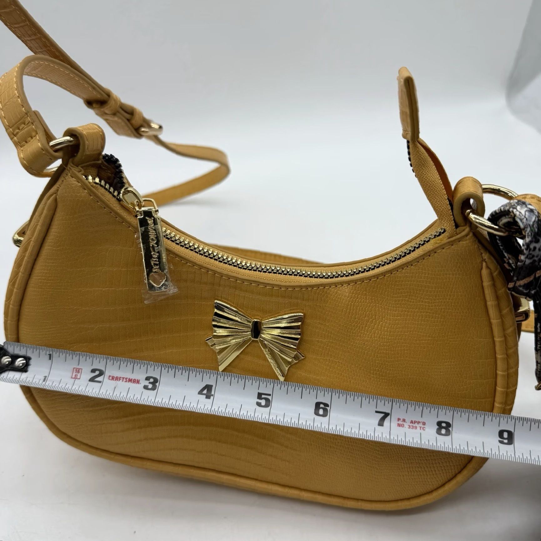 Betsey Johnson Betsey Johnson Crossbody Bag Yellow Crescent Faux Crocodile Pouch Wristlet Removable XS 2nd photo for details Womens Bag Size ONE SIZE - 3 Thumbnail