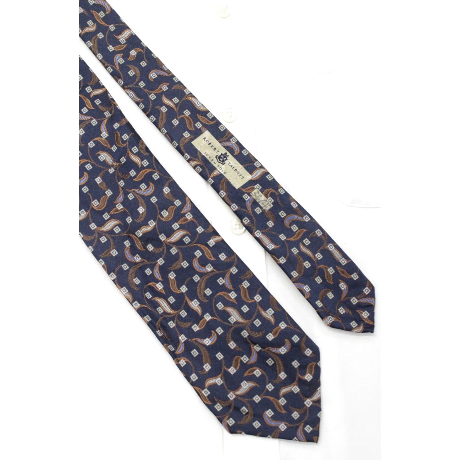 Robert Talbott VINTAGE Robert Talbott Seven-Fold Necktie Men's Blue Geometric Silk Tie Designer Size ONE SIZE - 4 Thumbnail