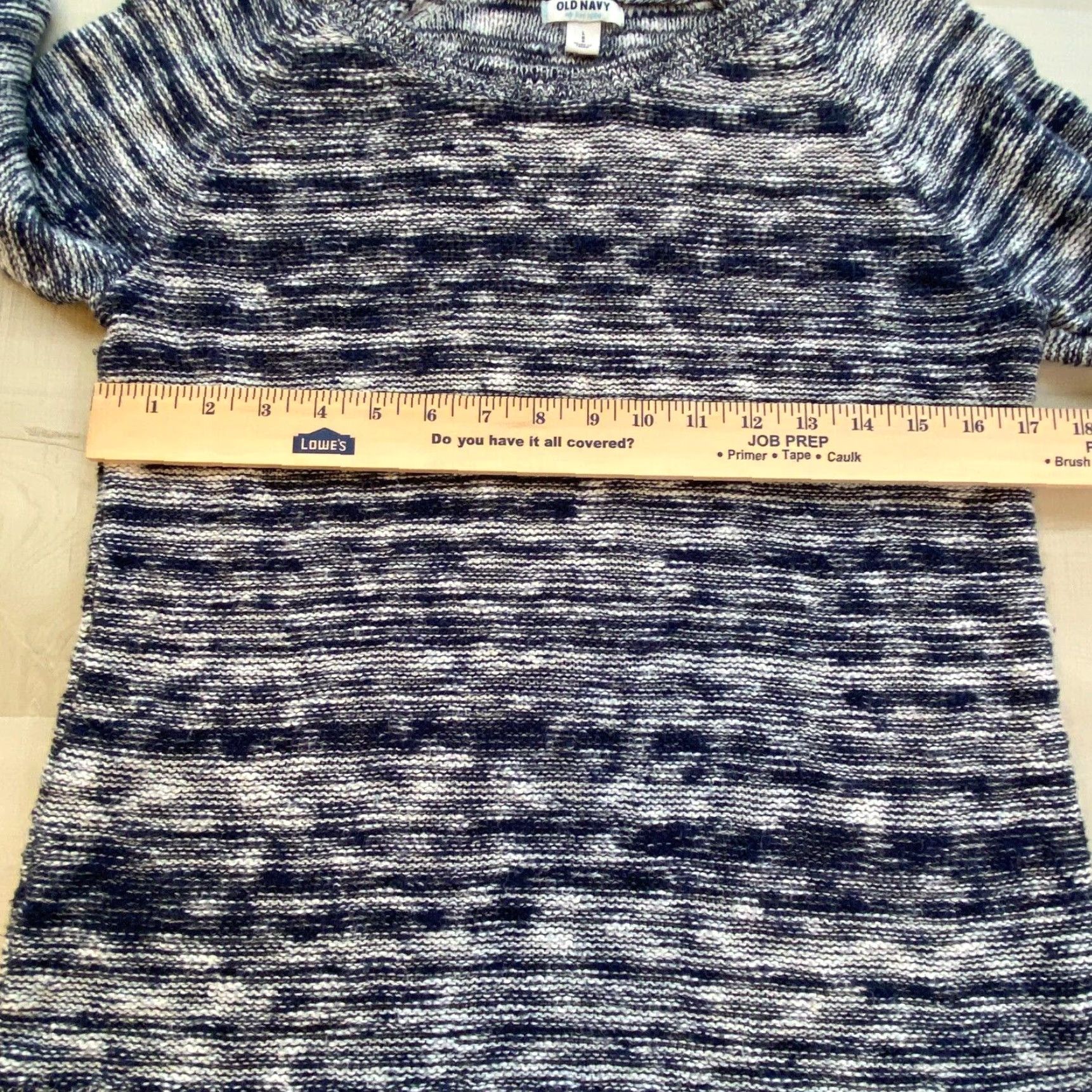 Old Navy Old Navy Womens Blue White Pullover Sweater Large Raglan Sleeve Relaxed Fit Breathable Size L / US 10 / IT 46 - 6 Thumbnail
