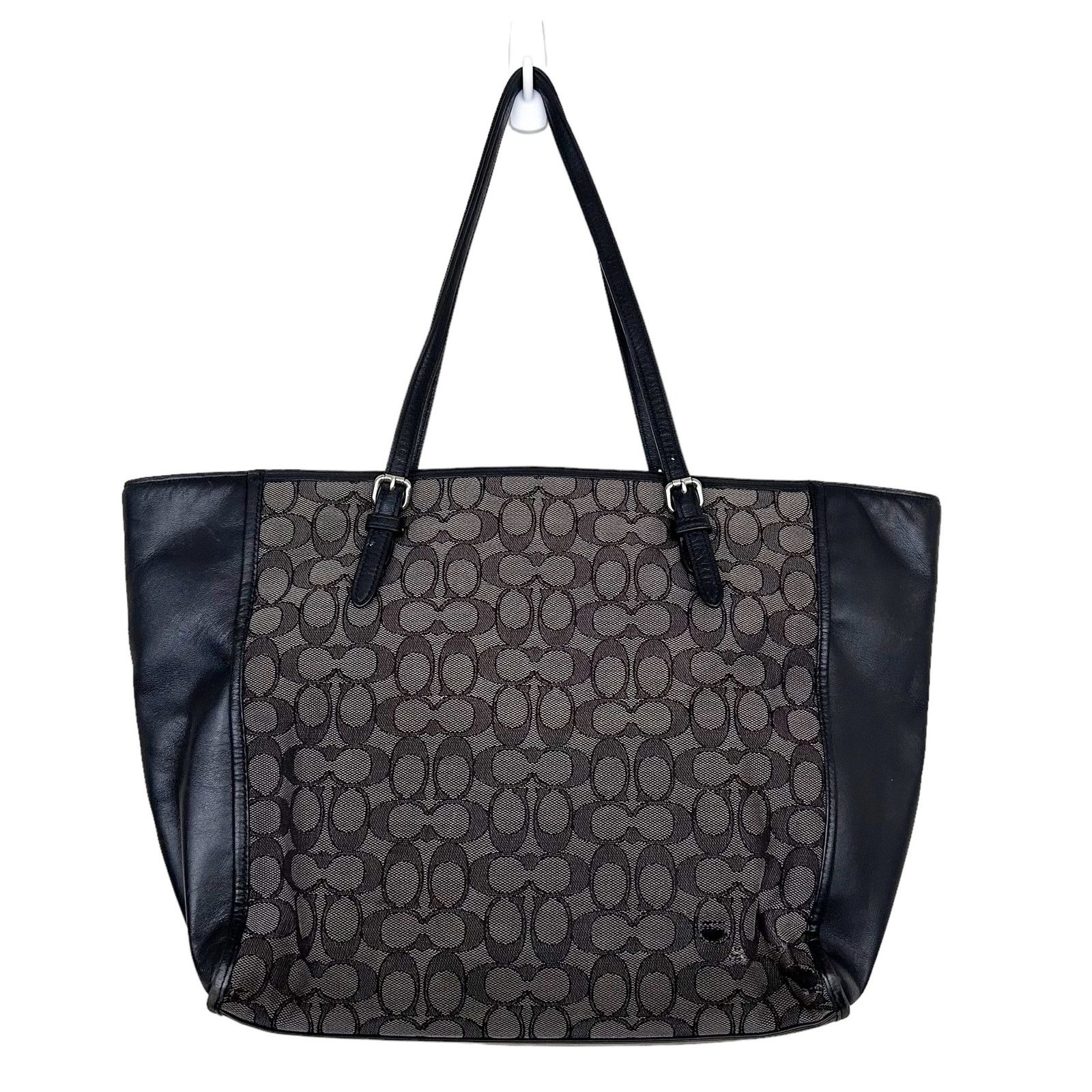 Coach Coach Turnlock Signature Jacquard Monogram Black Gray Tote Size ONE SIZE - 4 Thumbnail