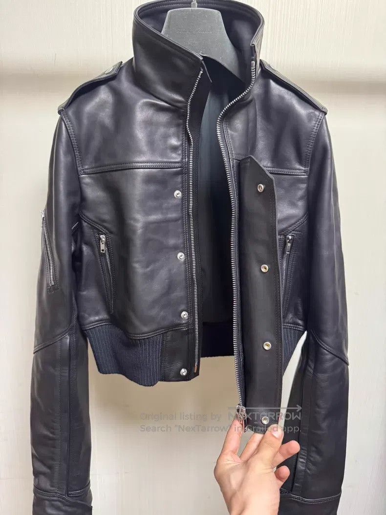 Rick Owens Rick Owens Cropped Leather Biker Jacket 26SS| Size XL / US 12-14 / IT 48-50 - 6 Thumbnail