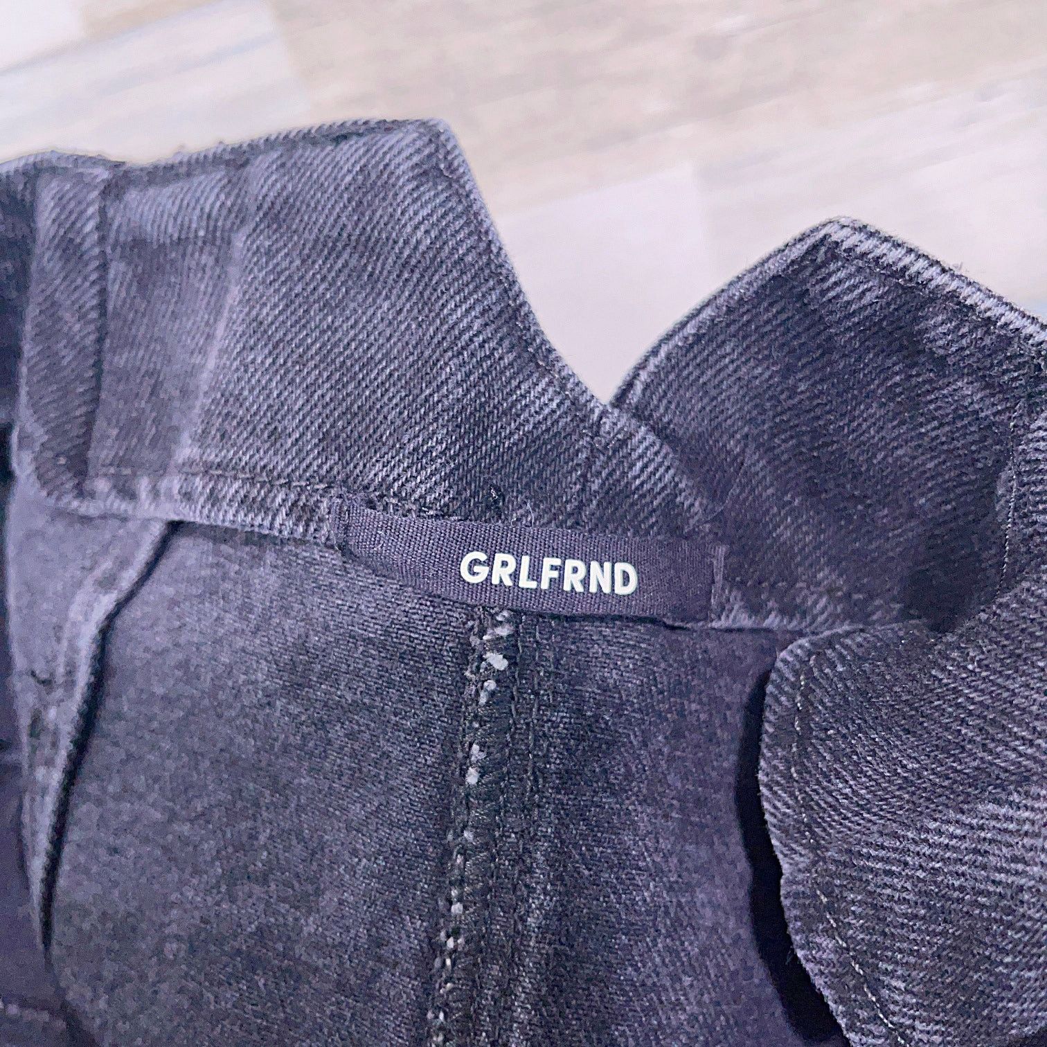 GRLFRND GRLFRND Twiggy Denim Mini Skirt Black Up All Night Button 24 Size 24" / US 00 / IT 34 - 5 Thumbnail