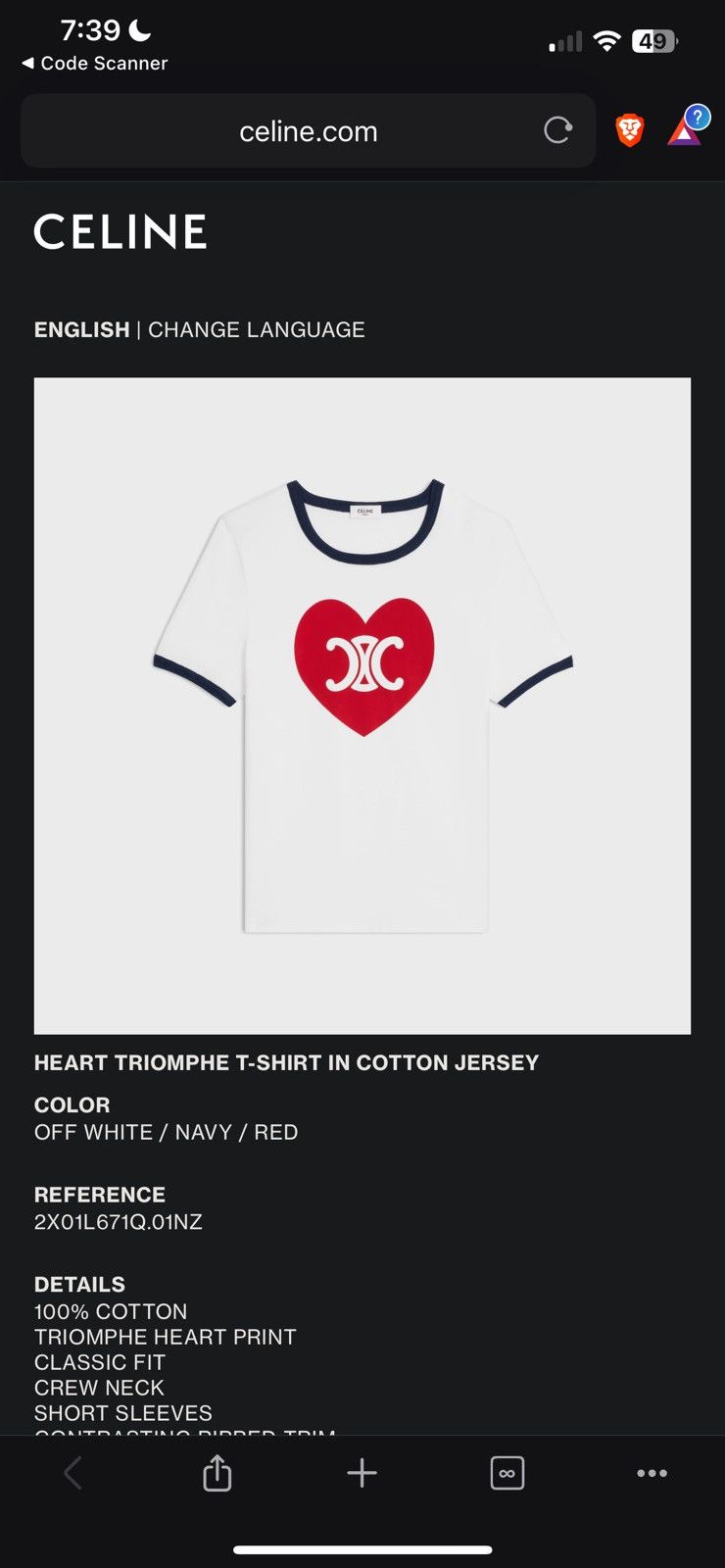 Celine CELINE Paris Heart Triomphe Ringer Tee Size M / US 6-8 / IT 42-44 - 8 Thumbnail