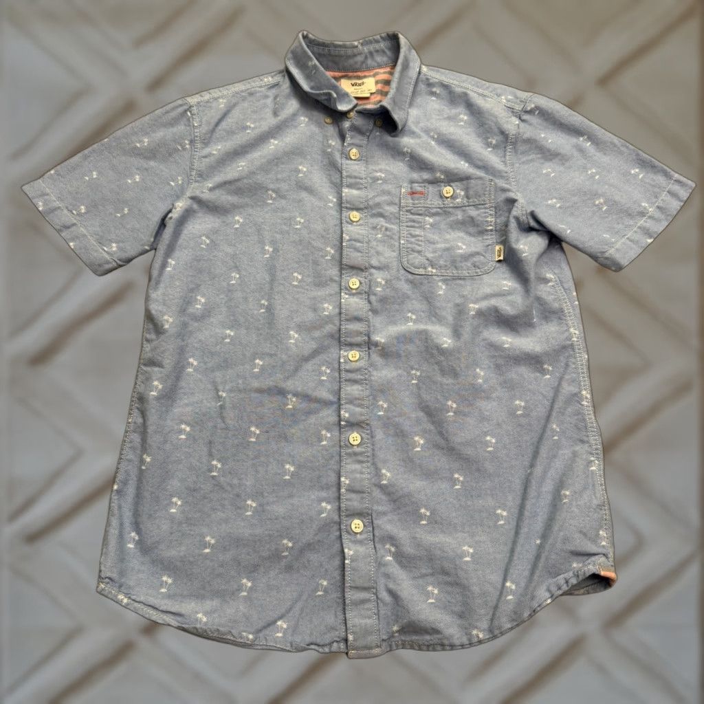 Vans VANS Palm Tree Print Button-Up Shirt Mens Small Blue Chambray Casual Beach Streetwear Size US S / EU 44-46 / 1 - 1 Thumbnail
