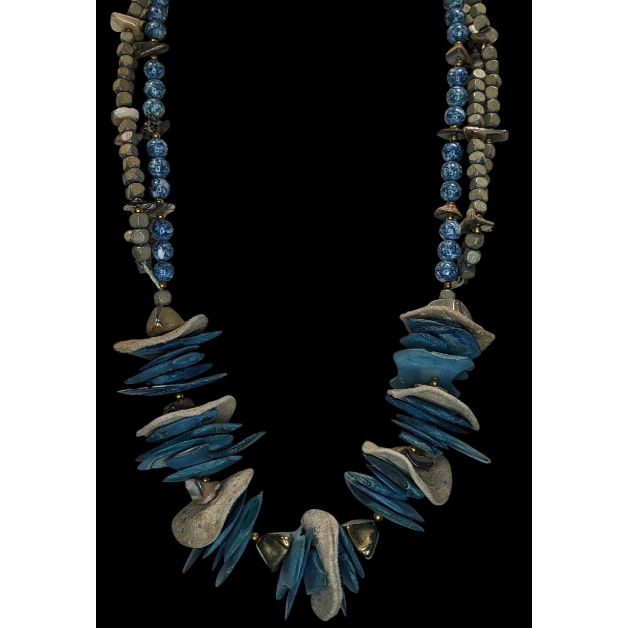 Other Vintage Bohemian Handmade Necklace With Wood Leather Stone & Size ONE SIZE - 4 Thumbnail