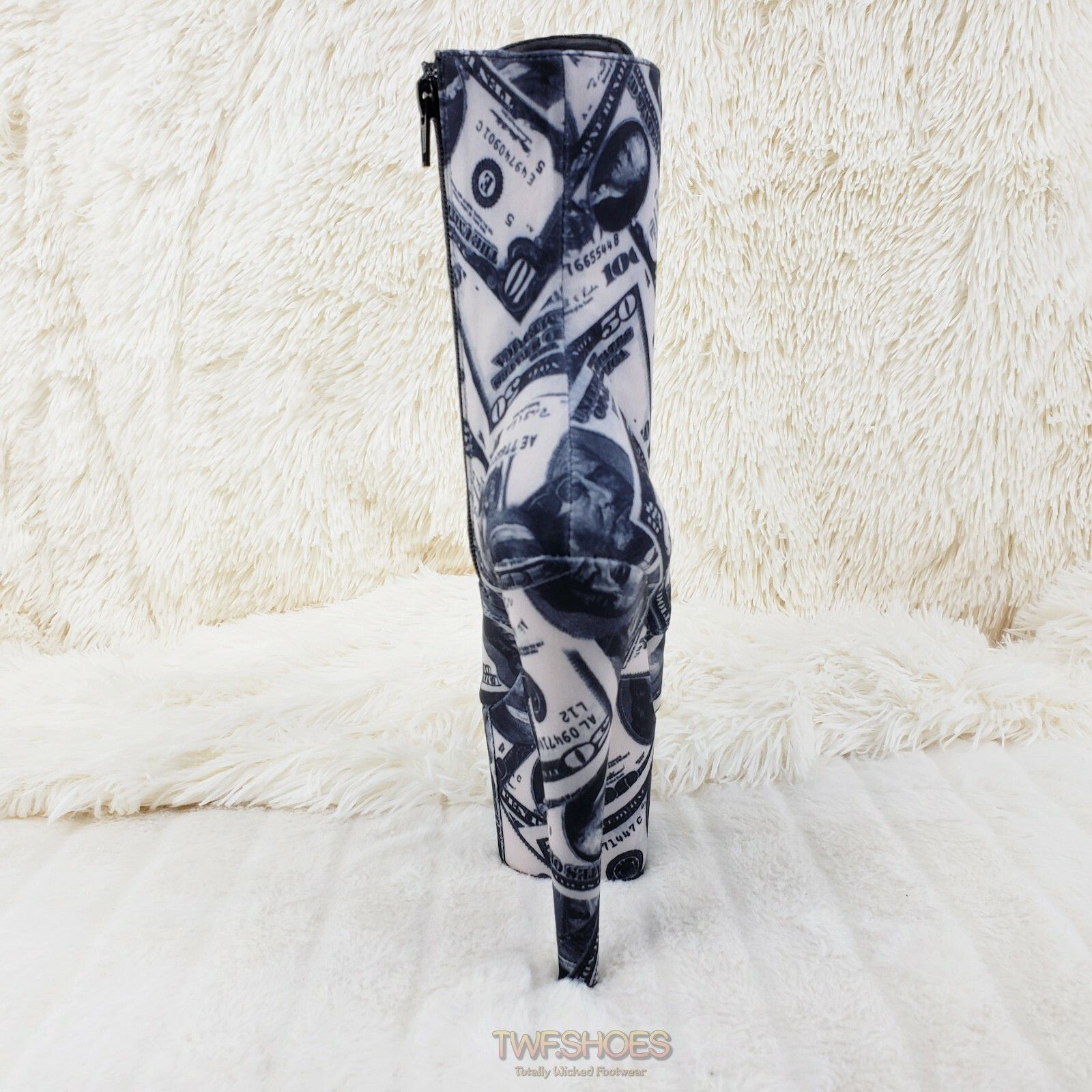 Other Adore 1020DP Money Print Platform 7" High Heel Lace Up Ankle Size US 9 / IT 39 - 5 Thumbnail