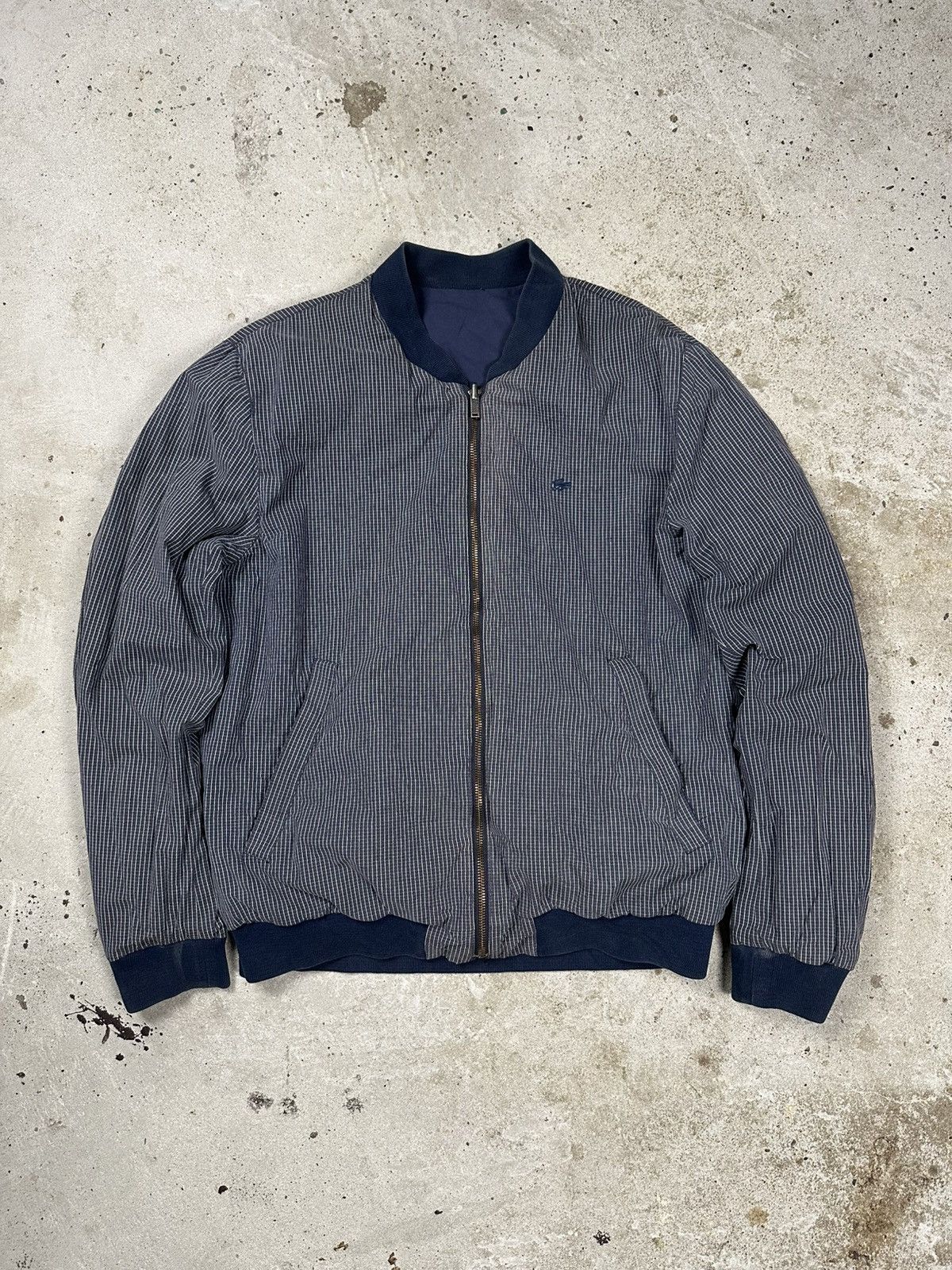 Lacoste × Vintage Vintage 90s Lacoste Reversible Bomber Jacket Navy Check Size US L / EU 52-54 / 3 - 1 Thumbnail