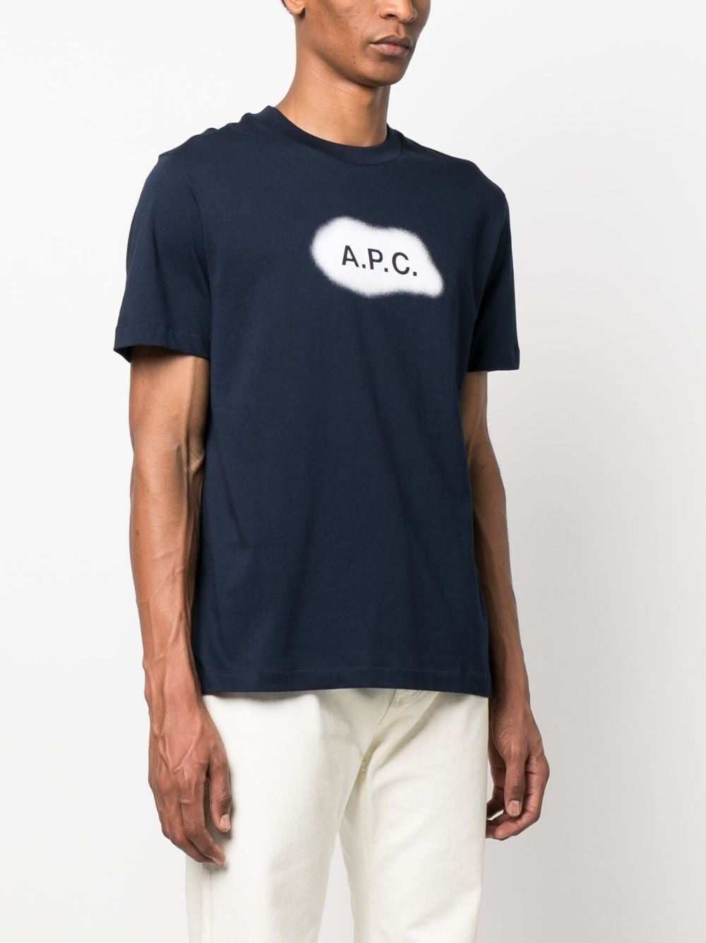 A.P.C. APC Albert regular fit navy blue logo print t-shirt Size XL Size US XL / EU 56 / 4 - 2 Thumbnail