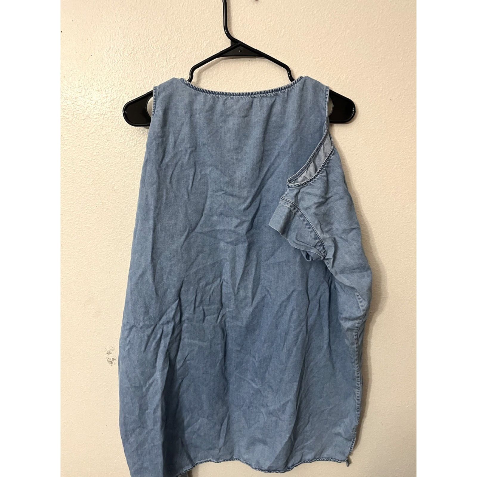 Allsaints AllSaints Chambray Tie Waist Cold Shoulder T-Shirt Pullover Summer Dress Size L Size L / US 10 / IT 46 - 2 Thumbnail