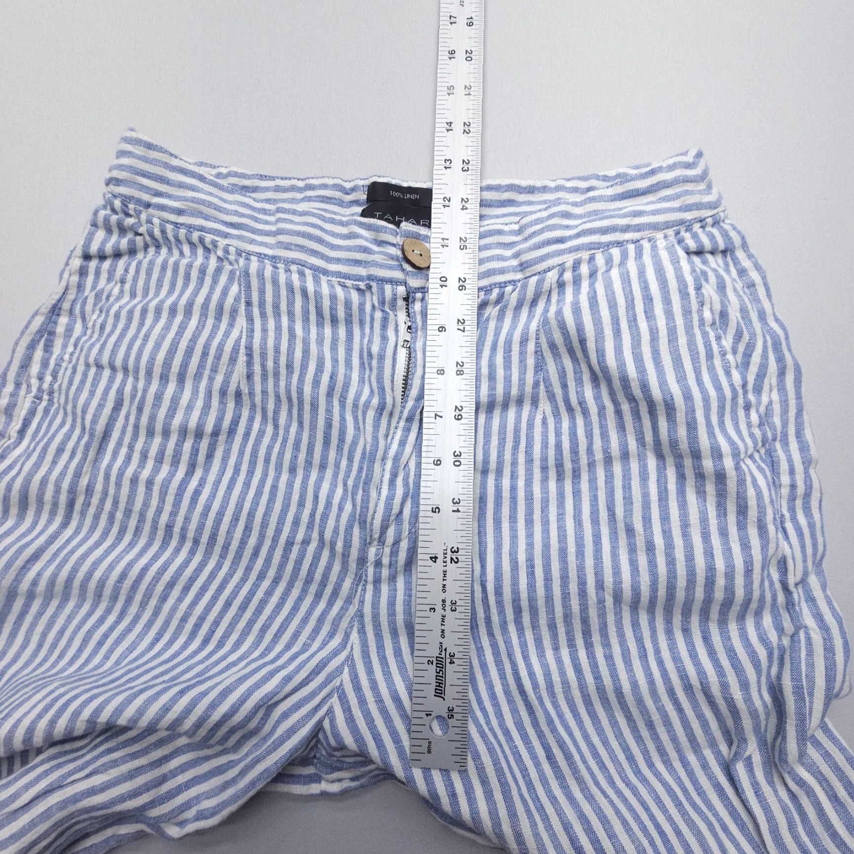 Vintage VINTAGE Tahari 100% Linen Wide-Leg Pants Size 10 Blue Striped High Coastal Old Money Mens Womens Girls Size 32" / US 10 / IT 46 - 7 Thumbnail
