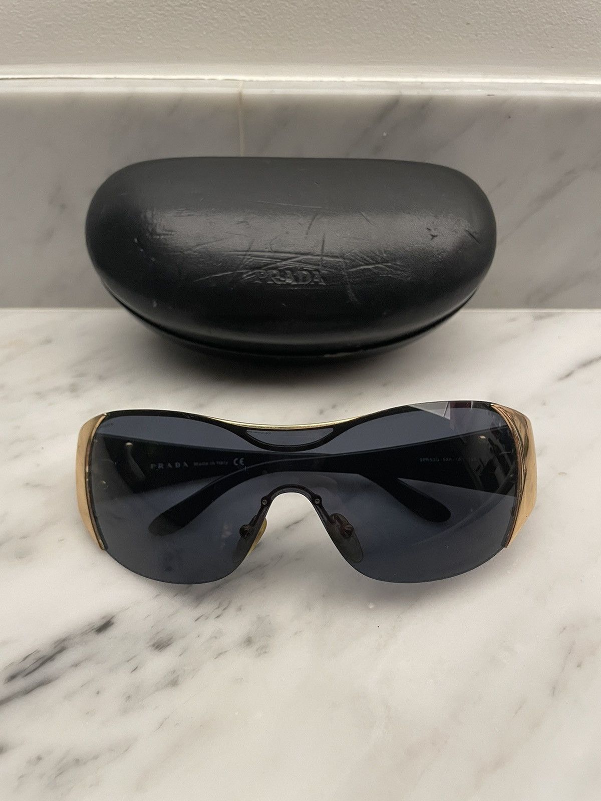 Prada Prada 💯 SPR 53G mask sunglasses shield Size ONE SIZE - 10 Thumbnail