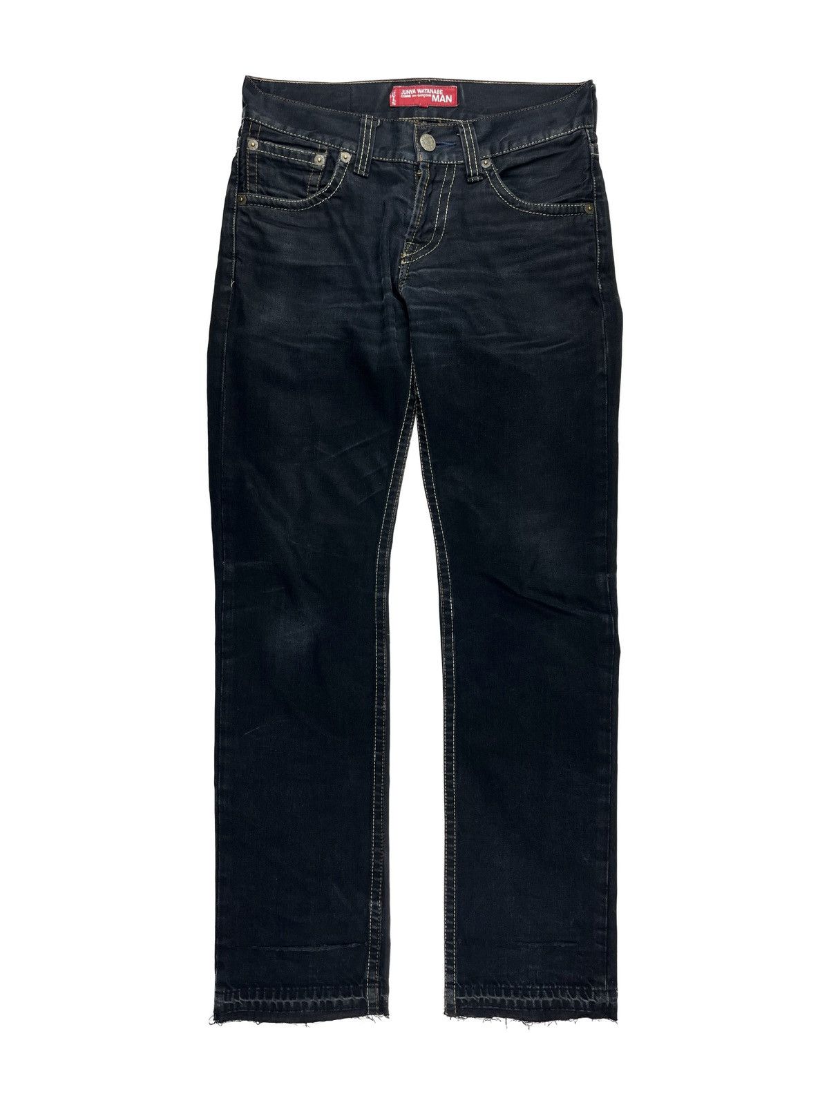 AW07 Junya Watanabe Coated Raw Hem Back Stitch Denim Jeans