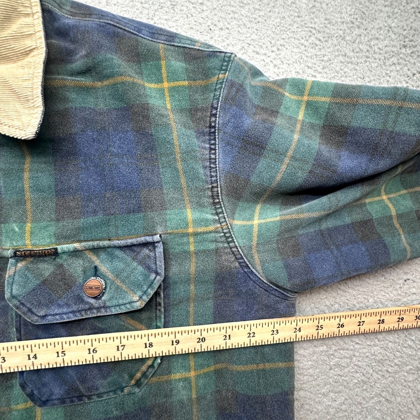 Vintage VINTAGE Structure Plaid Flannel Zip Long Sleeve Jacket Shirt Mens Medium Green Size US M / EU 48-50 / 2 - 5 Thumbnail