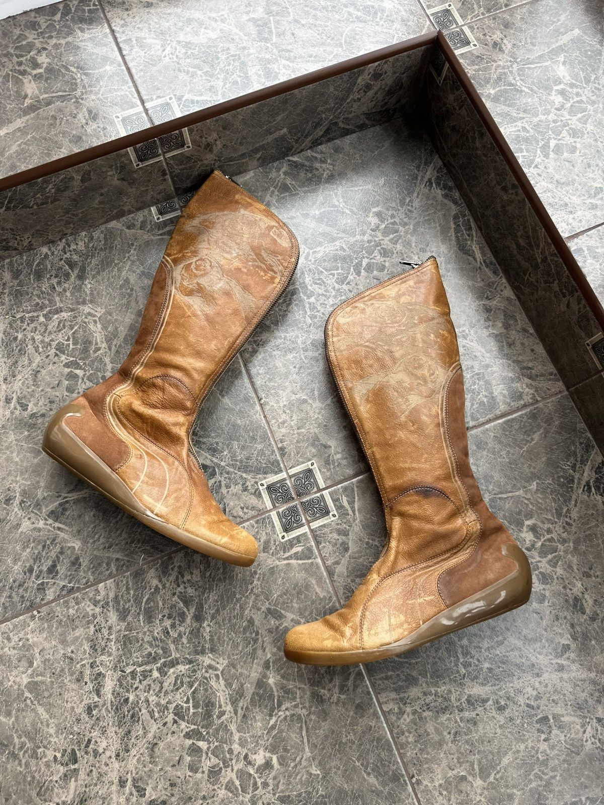 Alexander McQueen × Puma Vintage Puma x Alexander McQueen Leather Knee High Boots Size US 6.5 / IT 36.5 - 1 Thumbnail