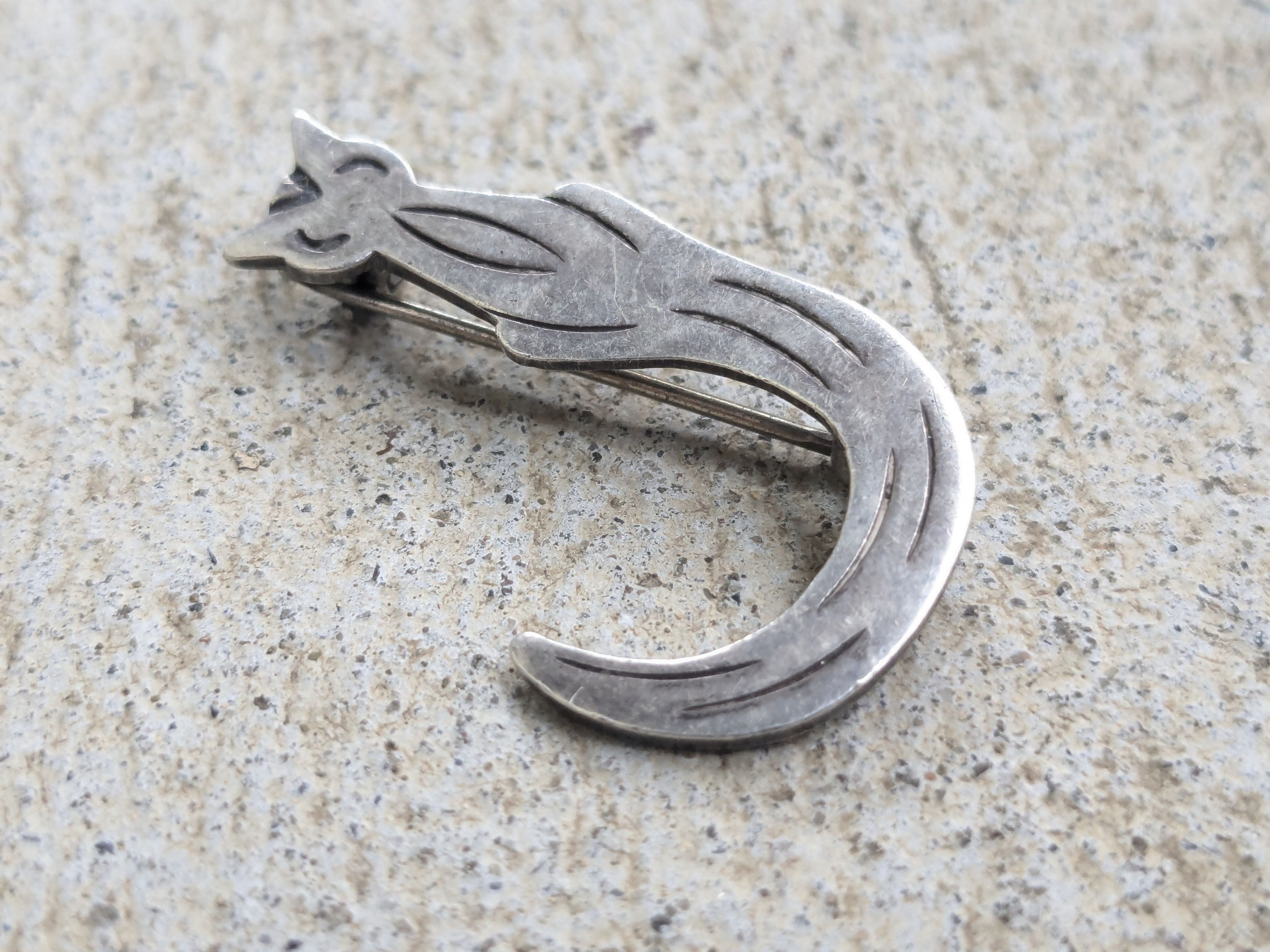 Sterling Silver × Vintage Vintage Sterling Silver Pin Brooch Cat Kitty Taxco Mexico Size ONE SIZE - 3 Thumbnail