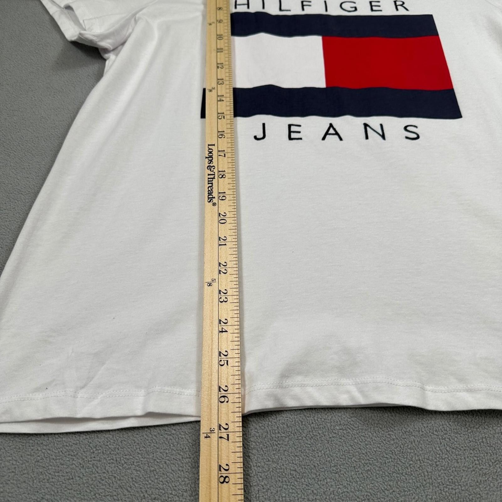 Tommy Hilfiger NWT Tommy Hilfiger Jeans Shirt 0X Womens White Graphic Tee Size L / US 10 / IT 46 - 5 Thumbnail