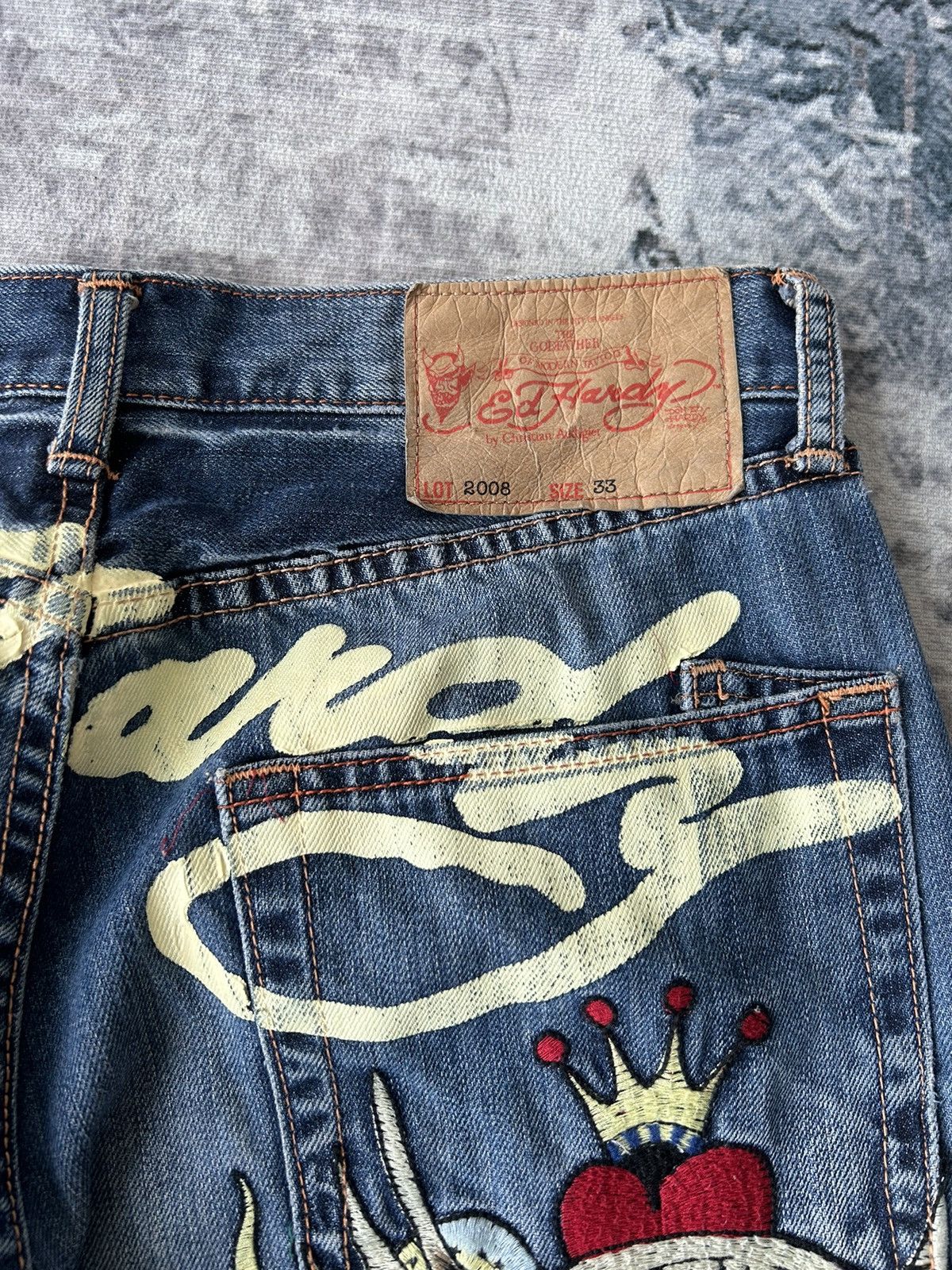 Ed Hardy Embroidery New York Skulls Ed Hardy Denim Size US 33 - 6 Thumbnail
