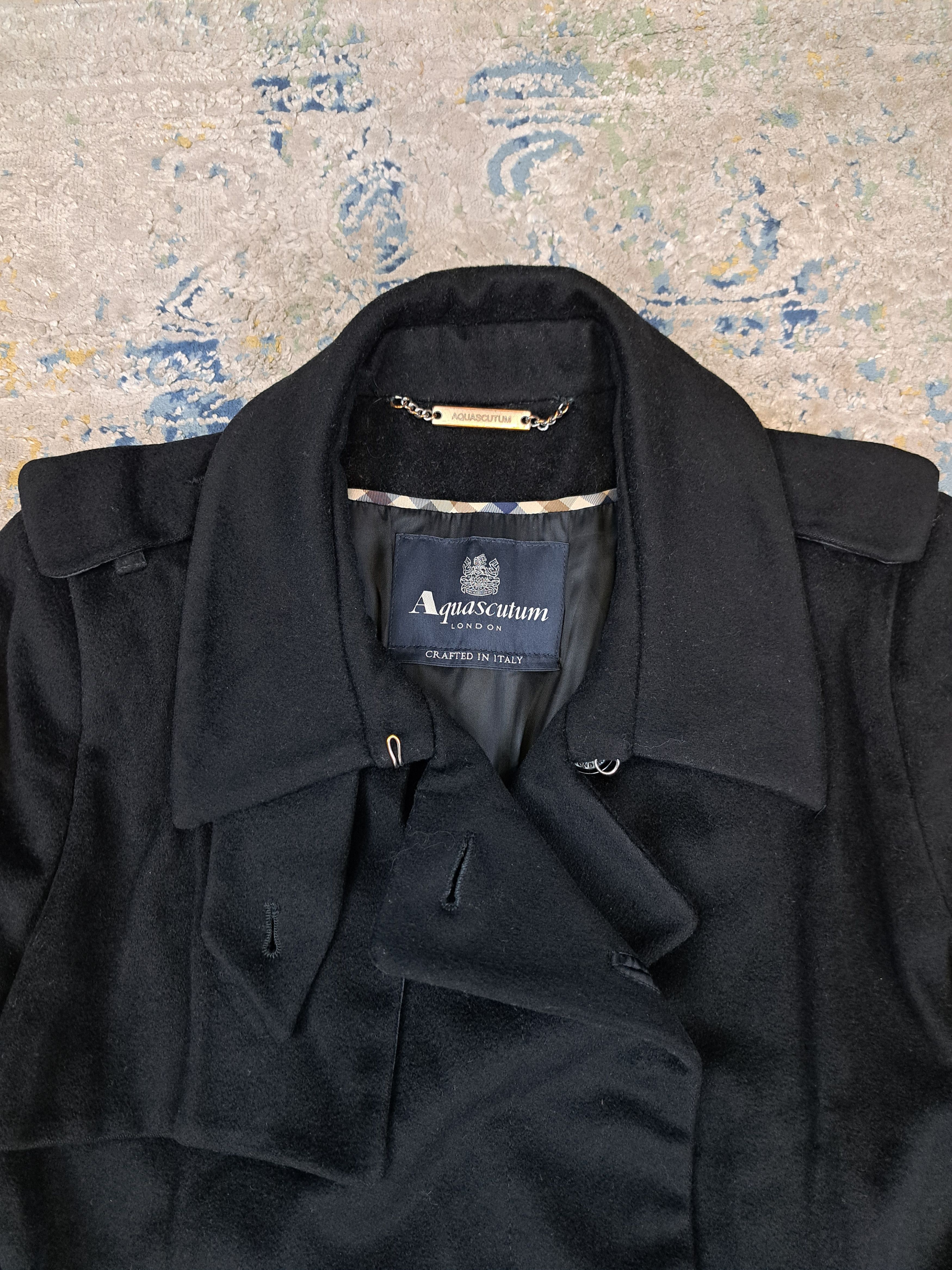 Aquascutum Very Rare Avant Garde Aquascutum Leather Details Wool Coat Size S / US 4 / IT 40 - 2 Thumbnail