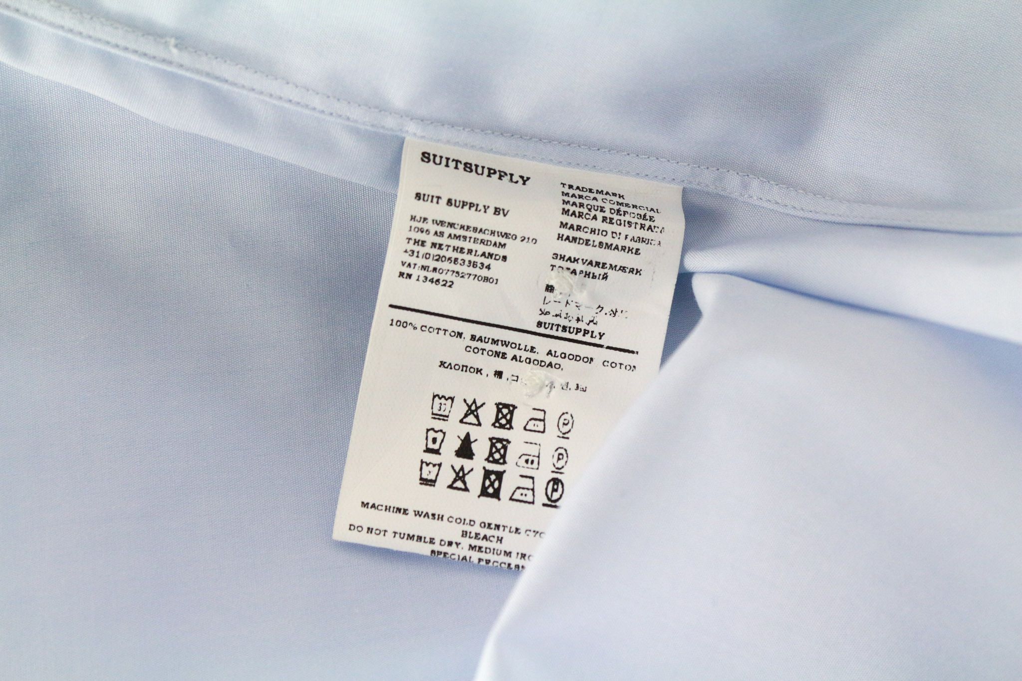 Suitsupply ~S Slim Blue Cotton Spread Collar Formal 72840 Size US S / EU 44-46 / 1 - 7 Thumbnail