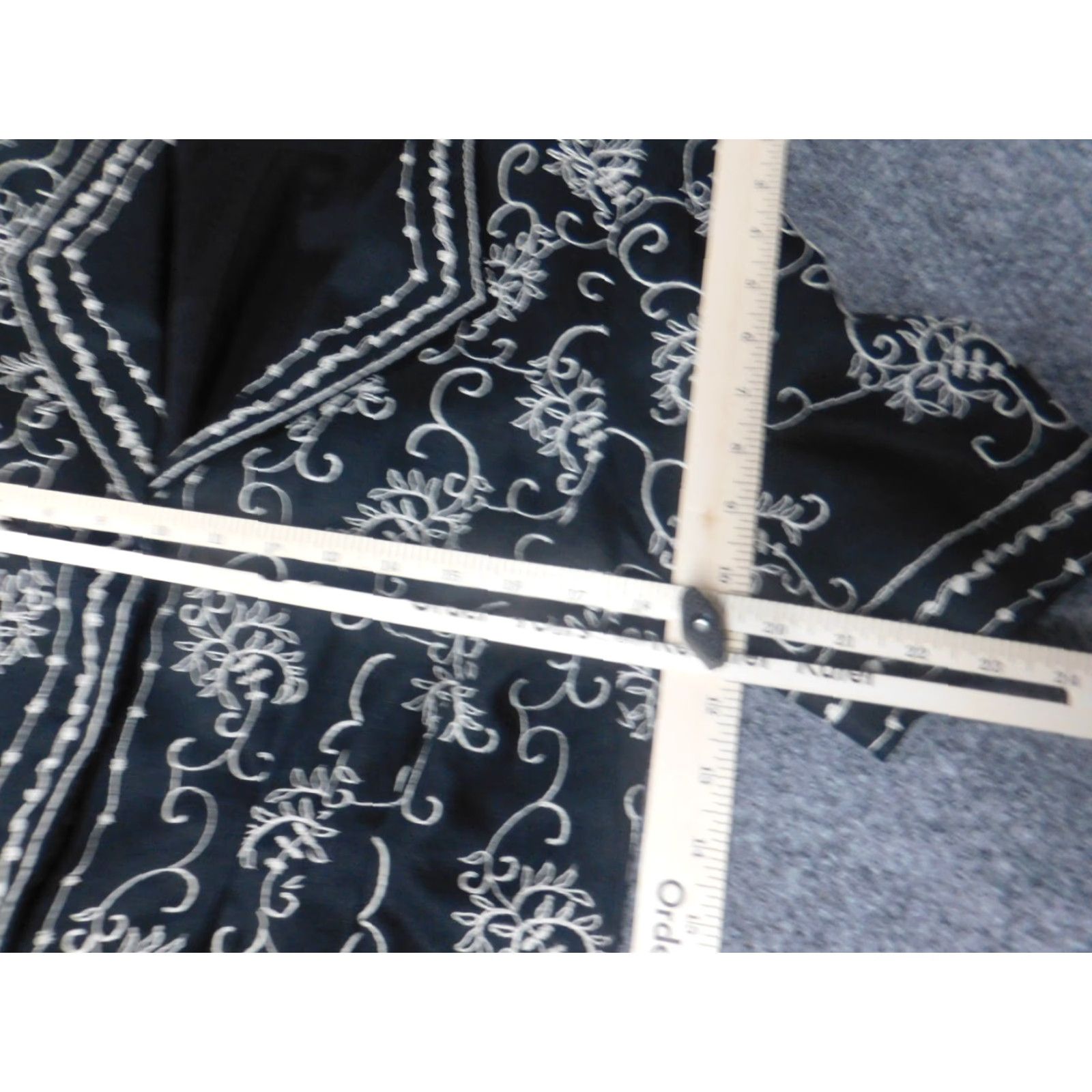 Vintage Rafaella Womens Jacket 14 Black Floral Knit Linen Snap Embroidered Collared Casual Mid-Length Autumn Fall 14 Womens Regular Girls Mens Size XL / US 12-14 / IT 48-50 - 5 Thumbnail