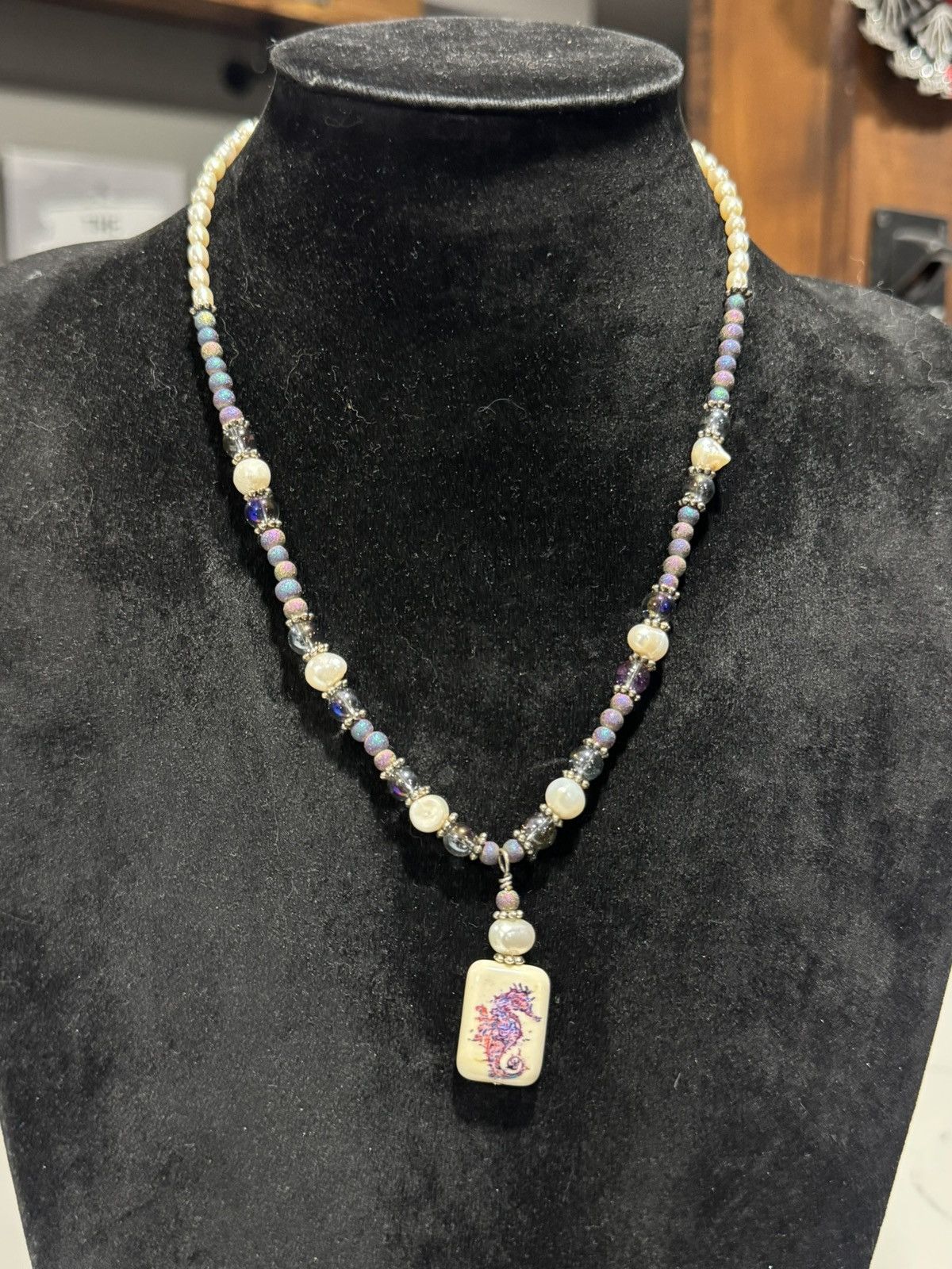 Jewelry Genuine Fresh Water Pearl with Sea horse necklace Size ONE SIZE - 12 Thumbnail