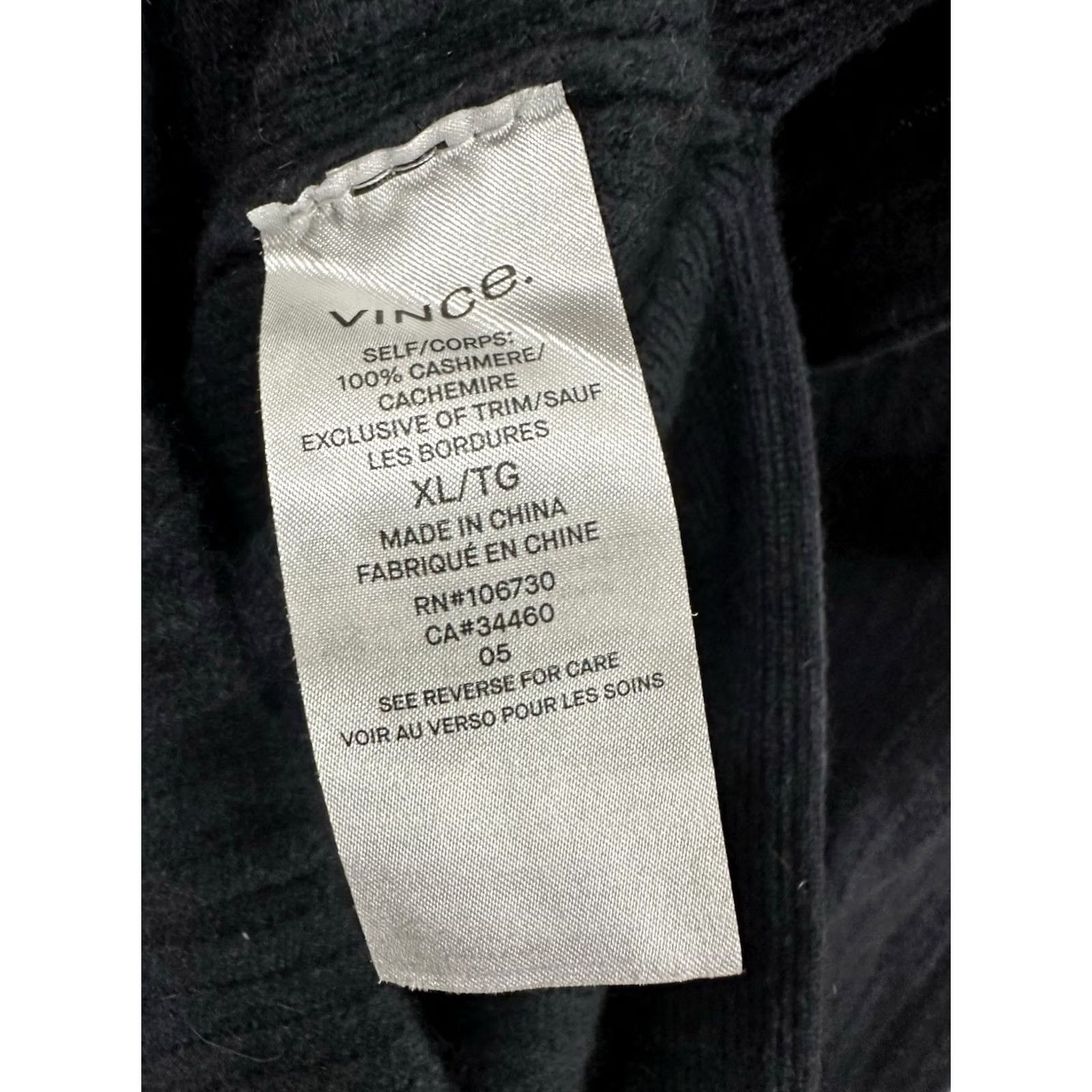 Vince Vince Women's Navy Charcoal Cashmere Rib Funnel Neck Sweater XL Quiet Lux Size XL / US 12-14 / IT 48-50 - 3 Thumbnail