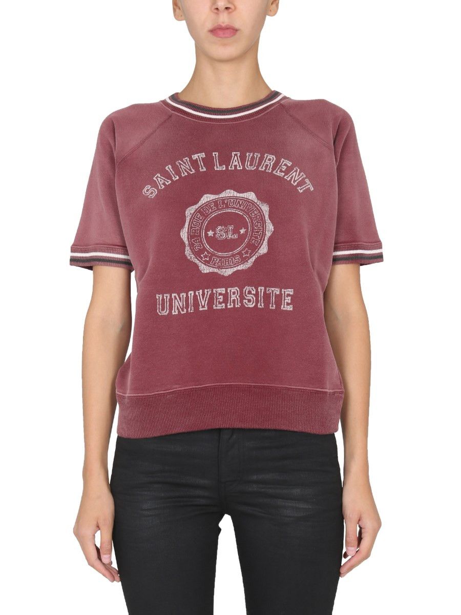 Saint Laurent Paris o1b1hav111124 Université Sweatshirt in Red Size M / US 6-8 / IT 42-44 - 3 Thumbnail