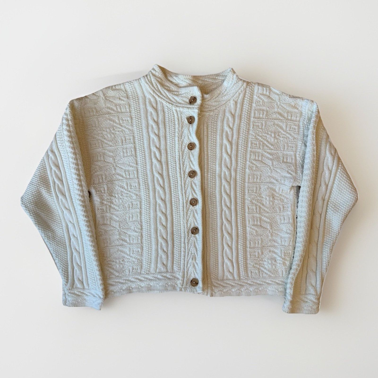 Vintage LL Bean Cardigan Women's Small White Cable Knit