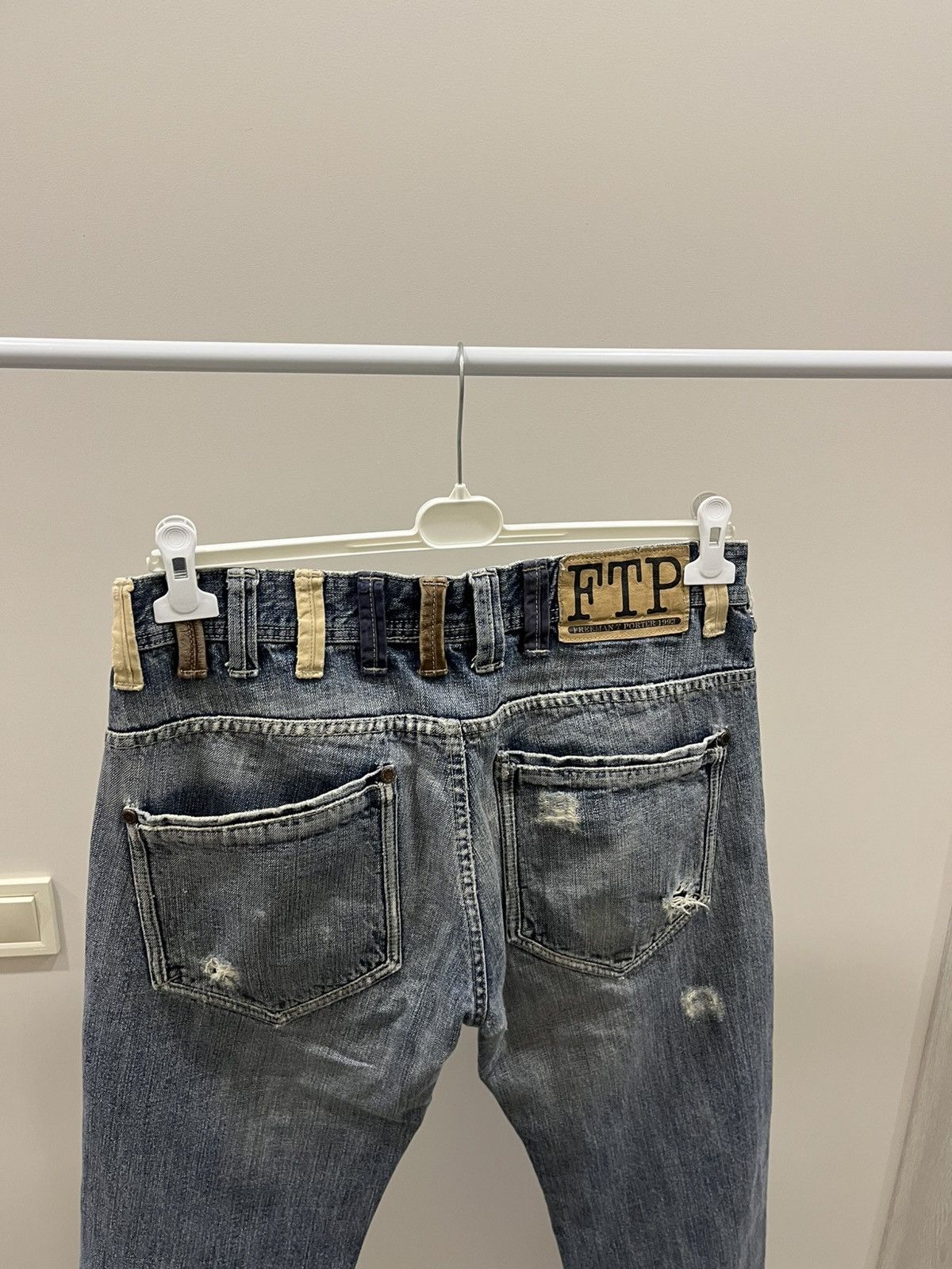 Japanese Brand FTP Vintage 90s Distressed Denim Jeans Blue Raw Hem Size 33 Size US 33 - 6 Thumbnail