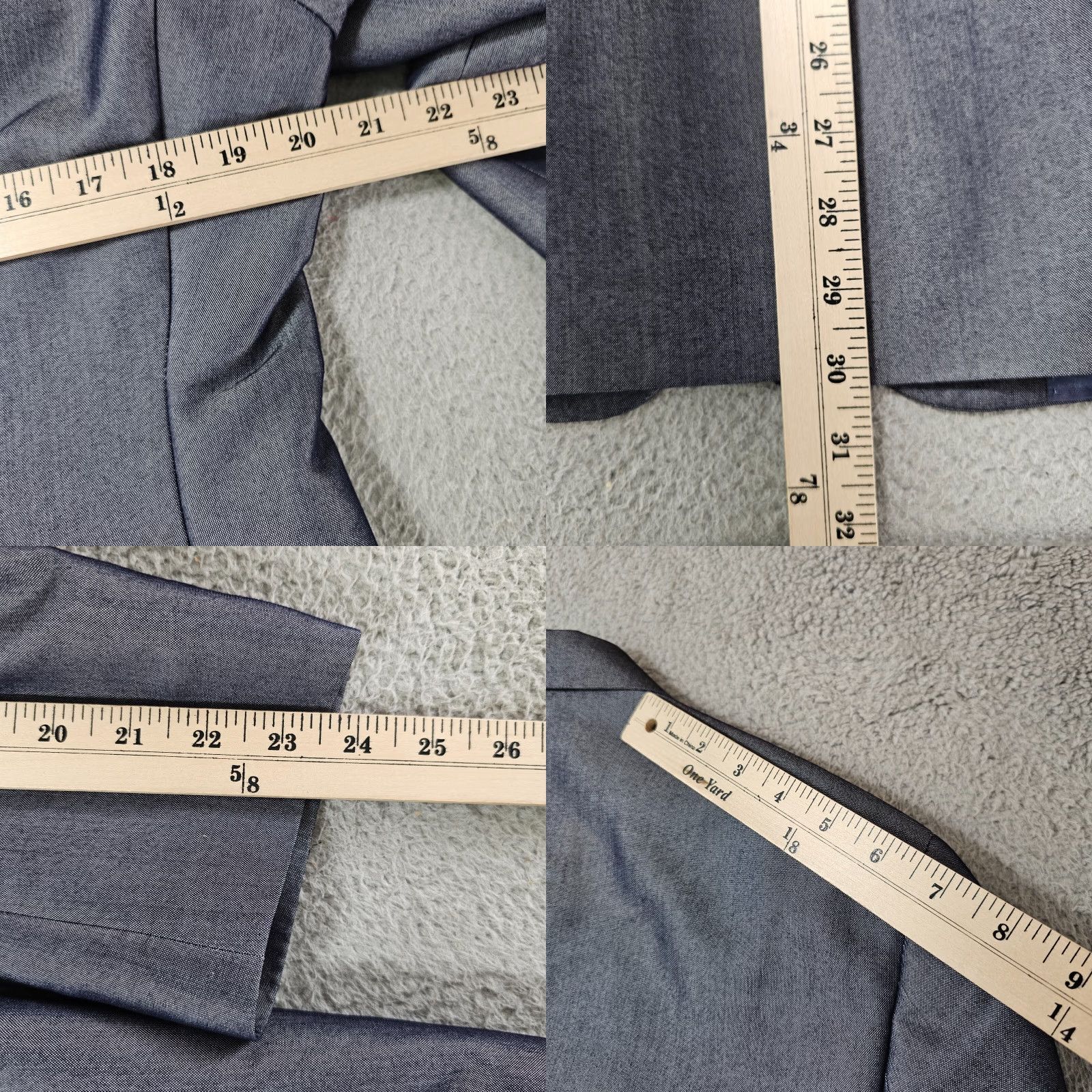 Ralph Lauren VINTAGE Lauren Ralph Lauren Sport Coat Blazer Jacket Mens 40R Indigo Sharkskin Sheen Blue Notch 2 Piece Three-Button 40 Regular Boys? Size 40R - 8 Thumbnail