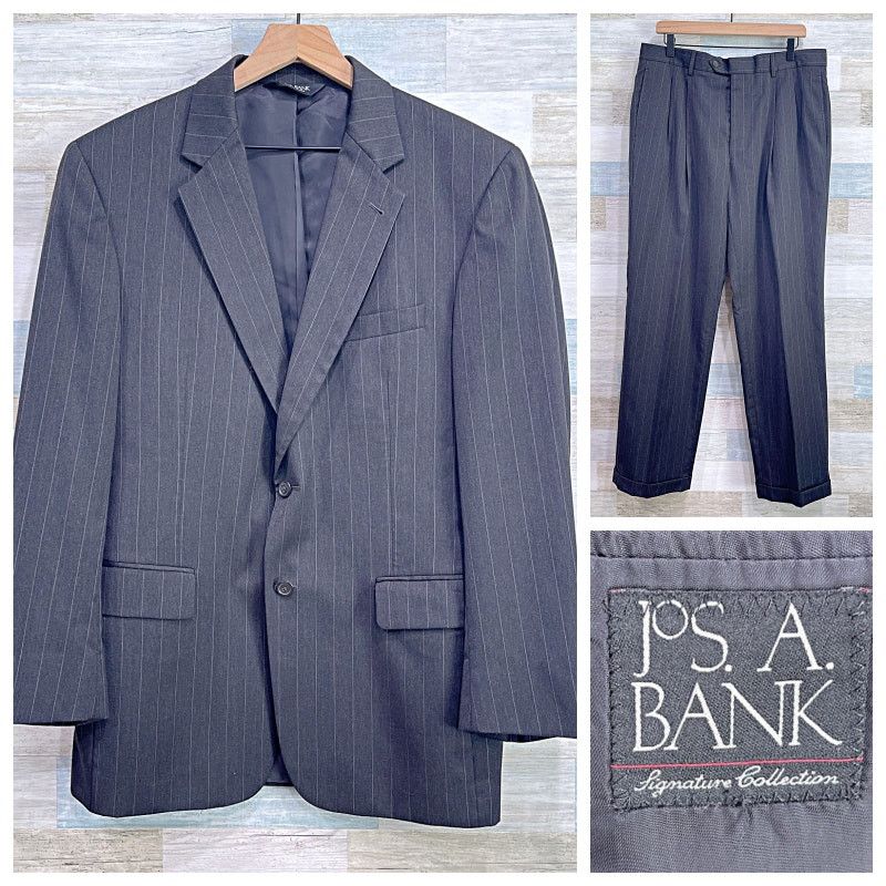 Jos. A. Bank Jos A Bank Wool Stripe 2 Piece Suit Gray Two Mens 41R 35x31 Size 40R - 1 Thumbnail