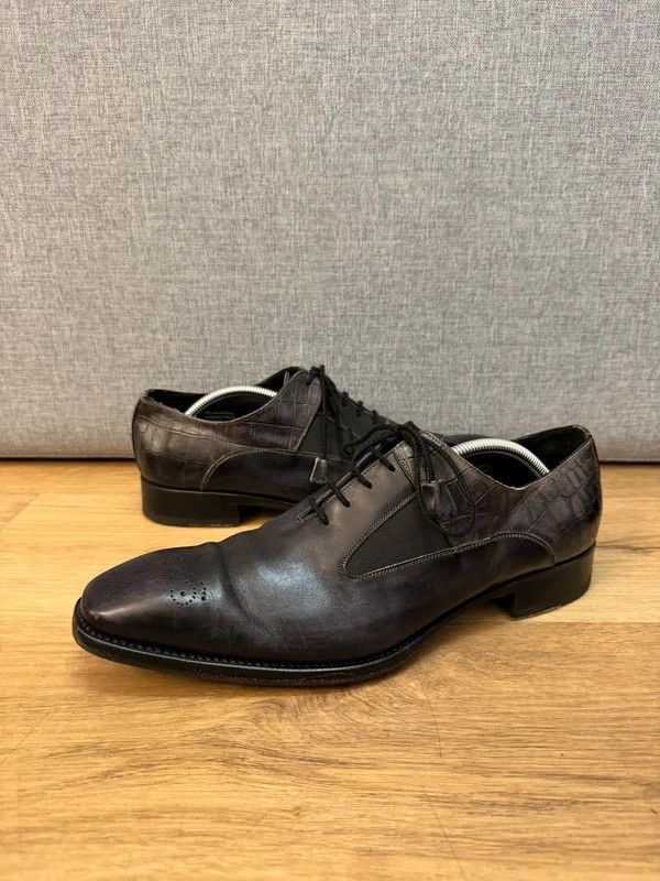 Other Harris Firenze 1913 Handmade Oxford Broque LeatherCroc 10 44 Size US 11 / EU 44 - 1 Thumbnail