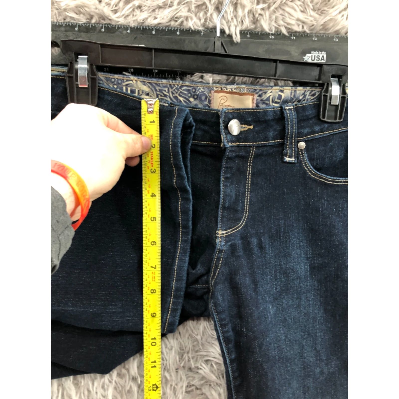 Paige Paige Jeans Flared Womens Regular Dark Blue 27 Pa ig e Flared Jeans 27 Womens Dark Wash Blue FLAW Size 27" / US 4 / IT 40 - 4 Thumbnail