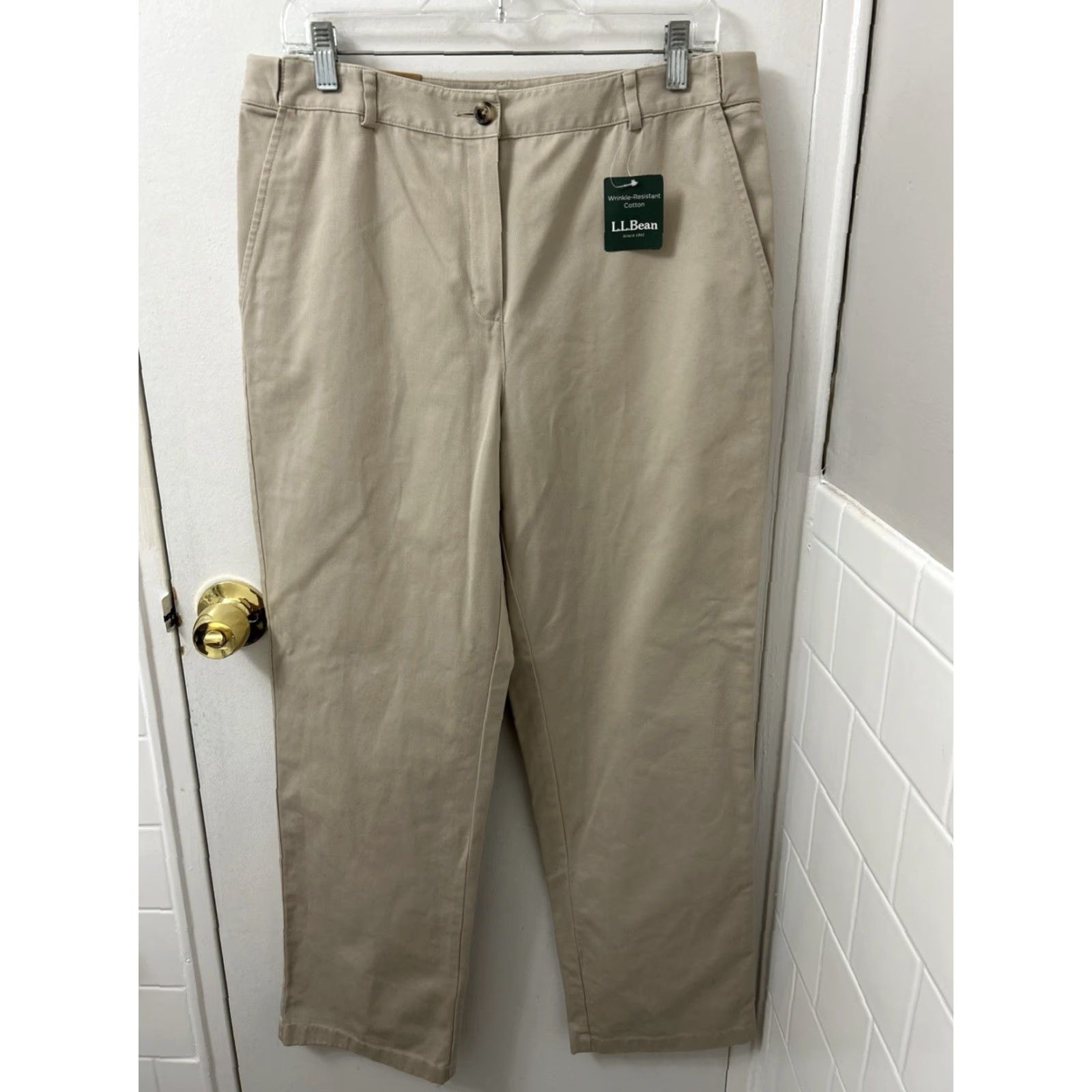 Vintage LL Bean Bayside Pants Womens 12x30 Tan Classic Fit Straight Wrinkle Free 277330 Size 34" / US 12 / IT 48 - 6 Thumbnail