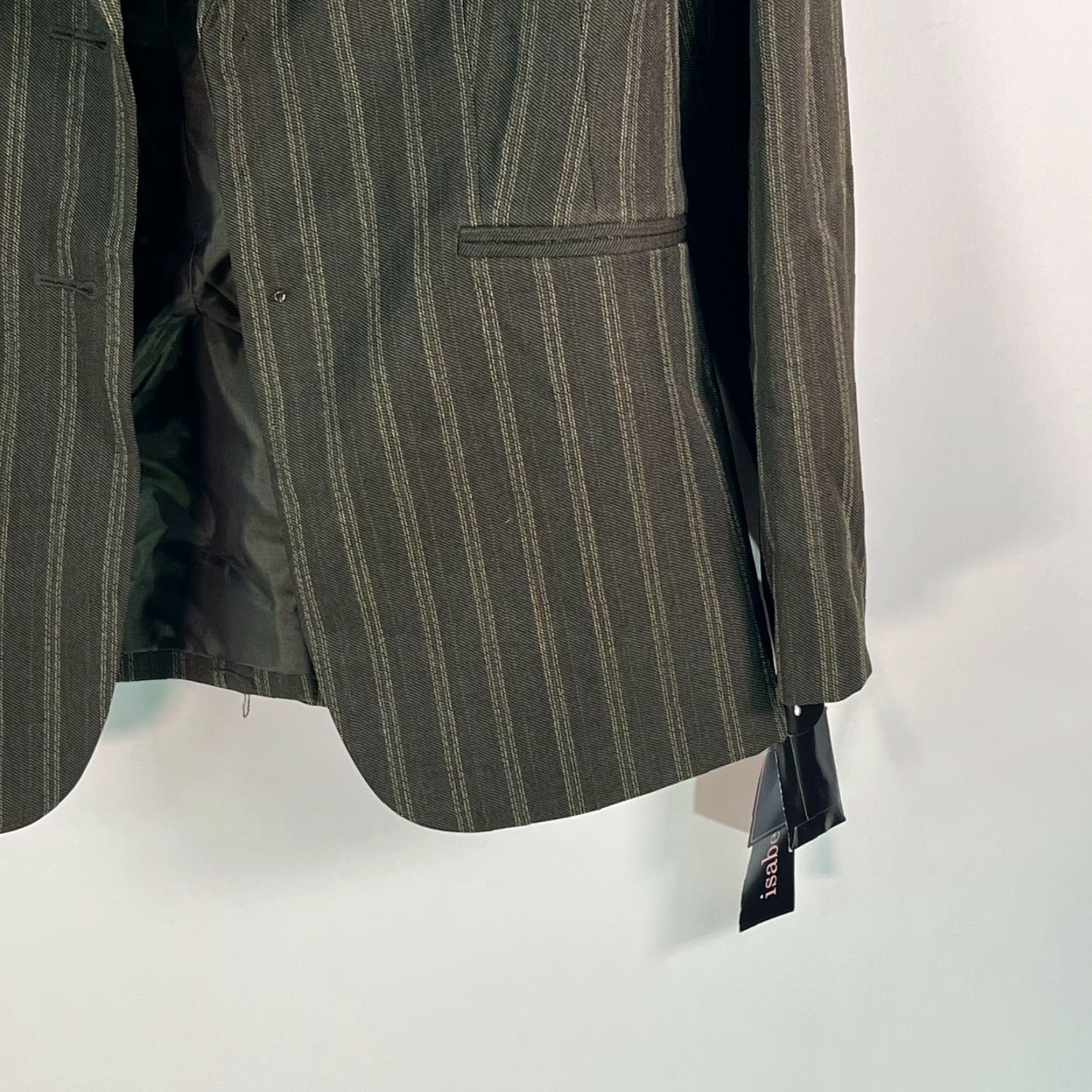 Vintage Isabel & Nina Women's Green Striped Blazer Jacket Sz 4 - Notch Lapel, Long Sleeve, Business Casual Size S / US 4 / IT 40 - 7 Thumbnail