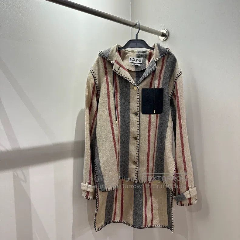 Loewe Loewe Leather Patch Logo Striped Hooded Coat Jacket Size M / US 6-8 / IT 42-44 - 1 Thumbnail