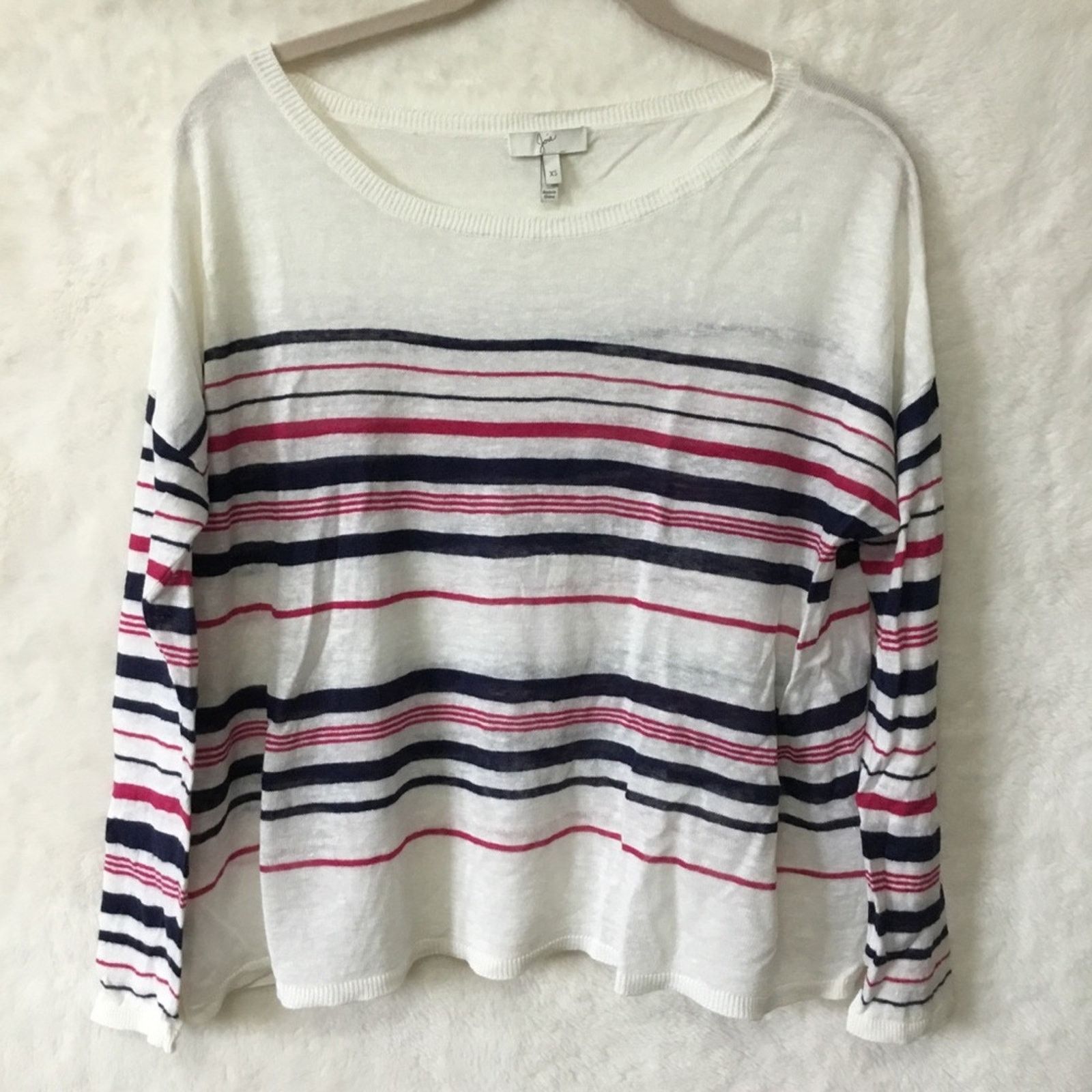 Joie Joie White Multi-Striped Linen Sweater Size XS / US 0-2 / IT 36-38 - 1 Thumbnail