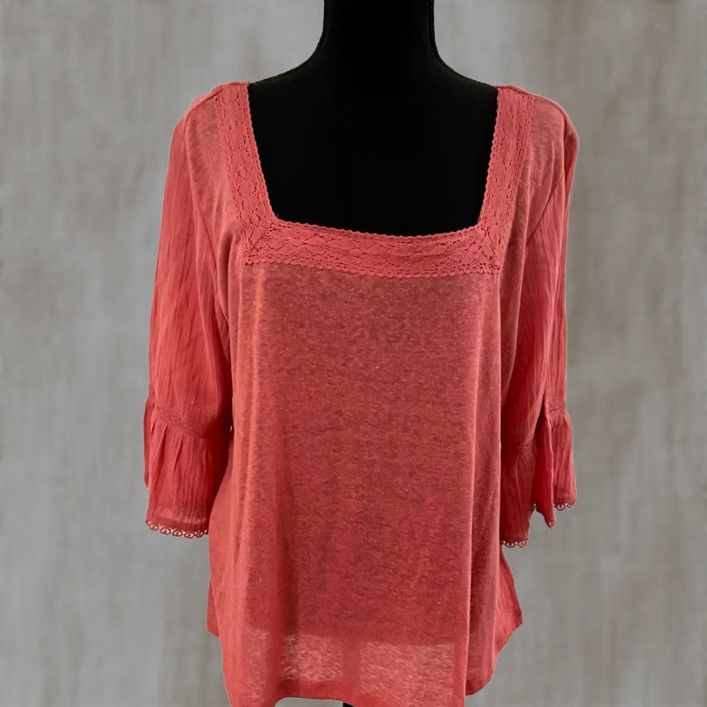 Jessica Simpson JESSICA SIMPSON Womens Blouse Top L NWT Coral Cowl Neck 3/4 Sleeve Pullover Regular Size Large Short Description Not Included Size L / US 10 / IT 46 - 1 Thumbnail