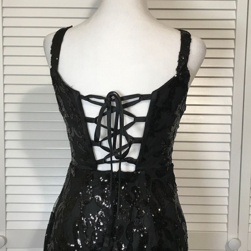 Other Black Sequins Lace Formal Long Bodycon Mermaid Dress 4 Size S / US 4 / IT 40 - 4 Thumbnail