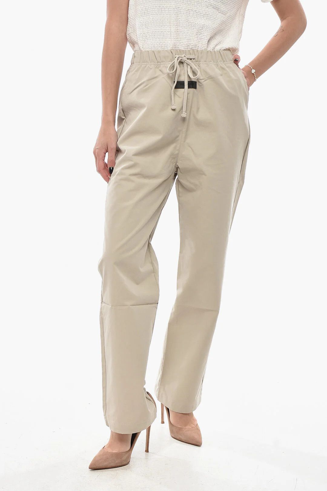 Fear of God og1mm0326 Cotton-Blend Pant in Beige Size 27" / US 4 / IT 40 - 1 Thumbnail