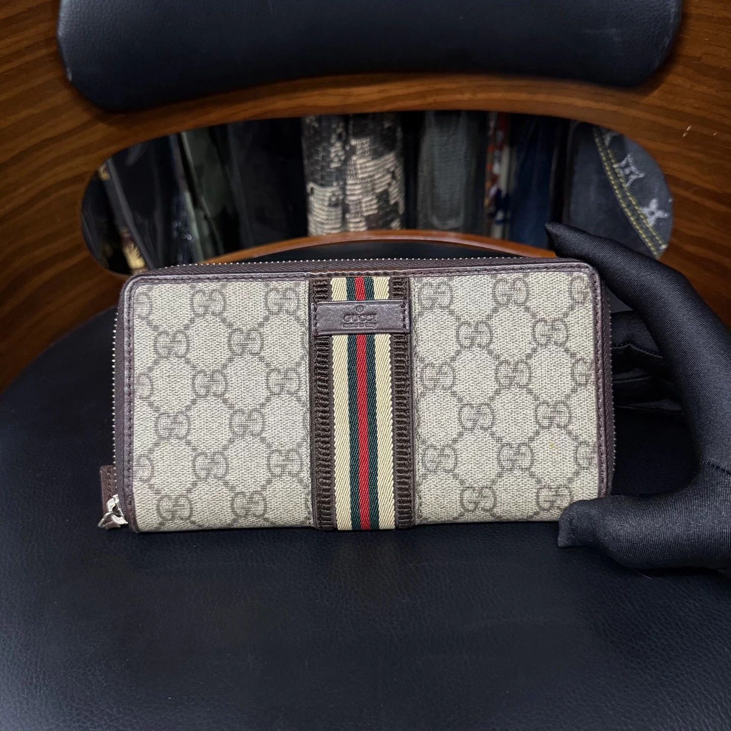 Gucci Gucci Web stripe all over print long wallet Size ONE SIZE - 1 Thumbnail