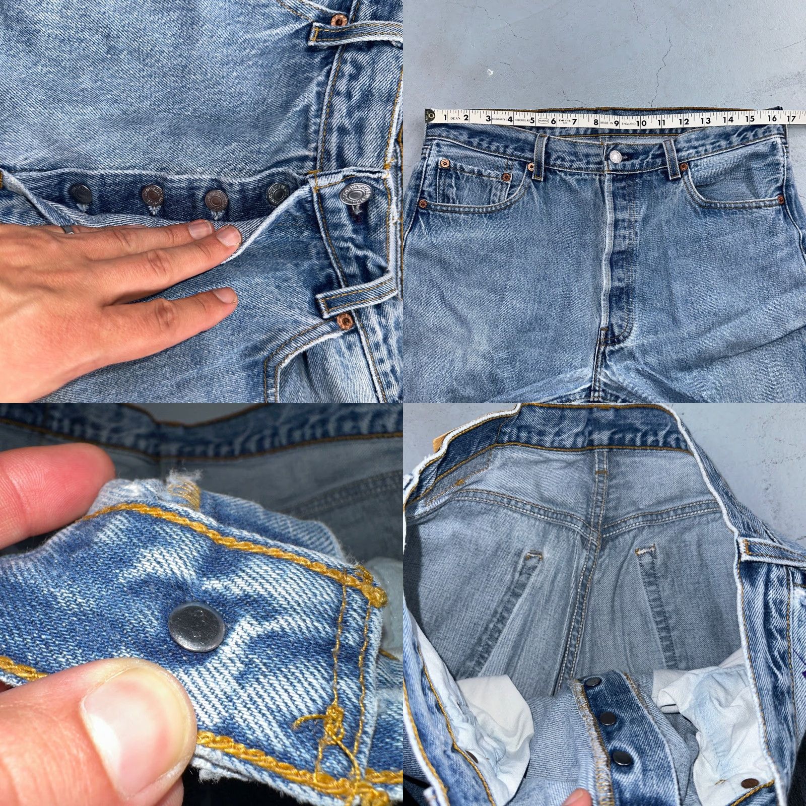 Levi's VINTAGE Levi's 501 Jeans Straight Men Blue Light Wash 35x34 90s USA 501 Series Comfort Clothing? Size US 35 - 8 Thumbnail