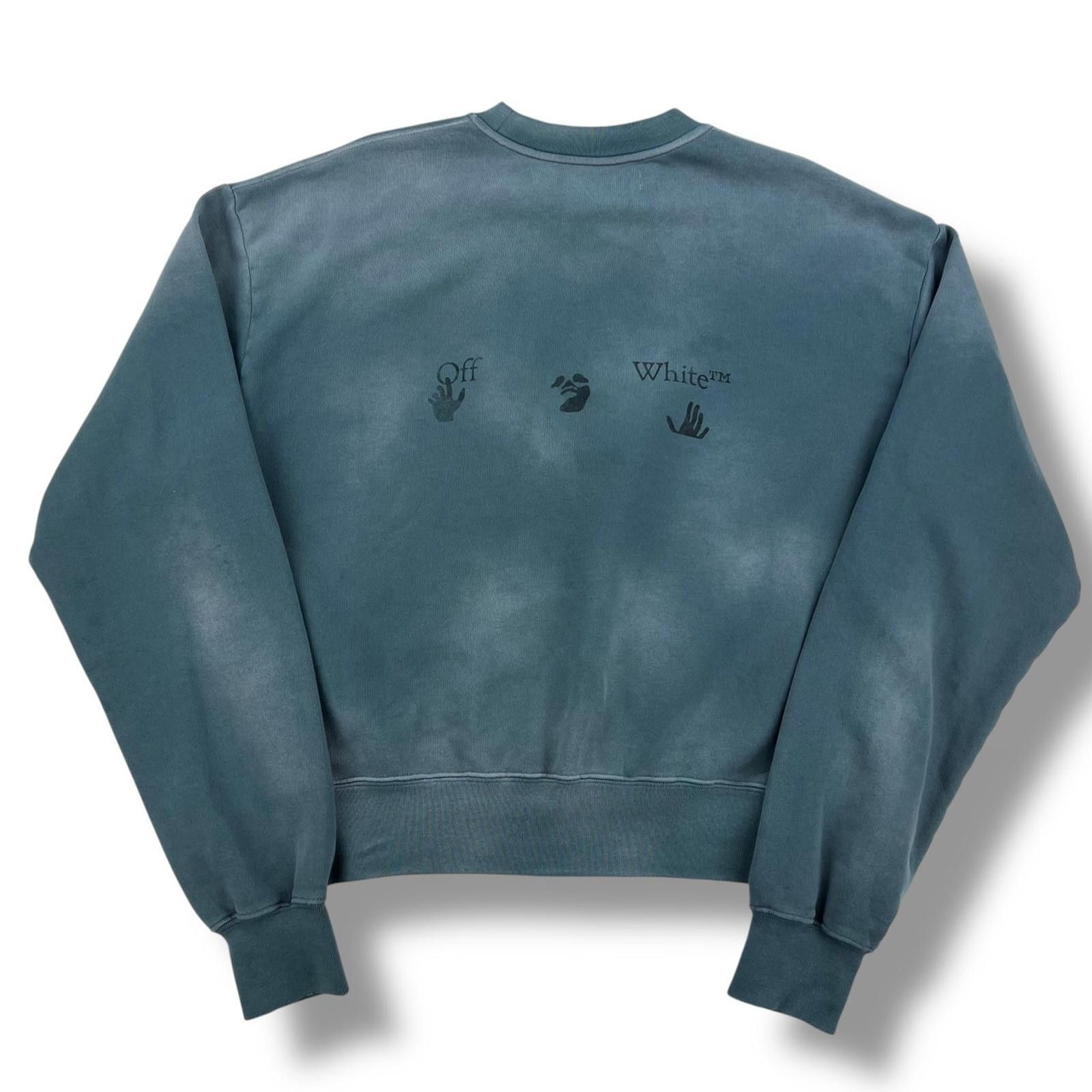 Off-White Off-White Hand Print Distressed Teal Sweatshirt Size US XS / EU 42 / 0 - 3 Thumbnail