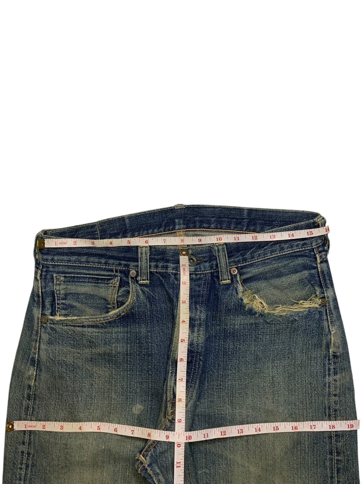 Japanese Brand × The Real McCoy's Vintage Mc Coy Selvedge Mud Wash Distressed Baggy Jeans Size US 31 - 13 Thumbnail